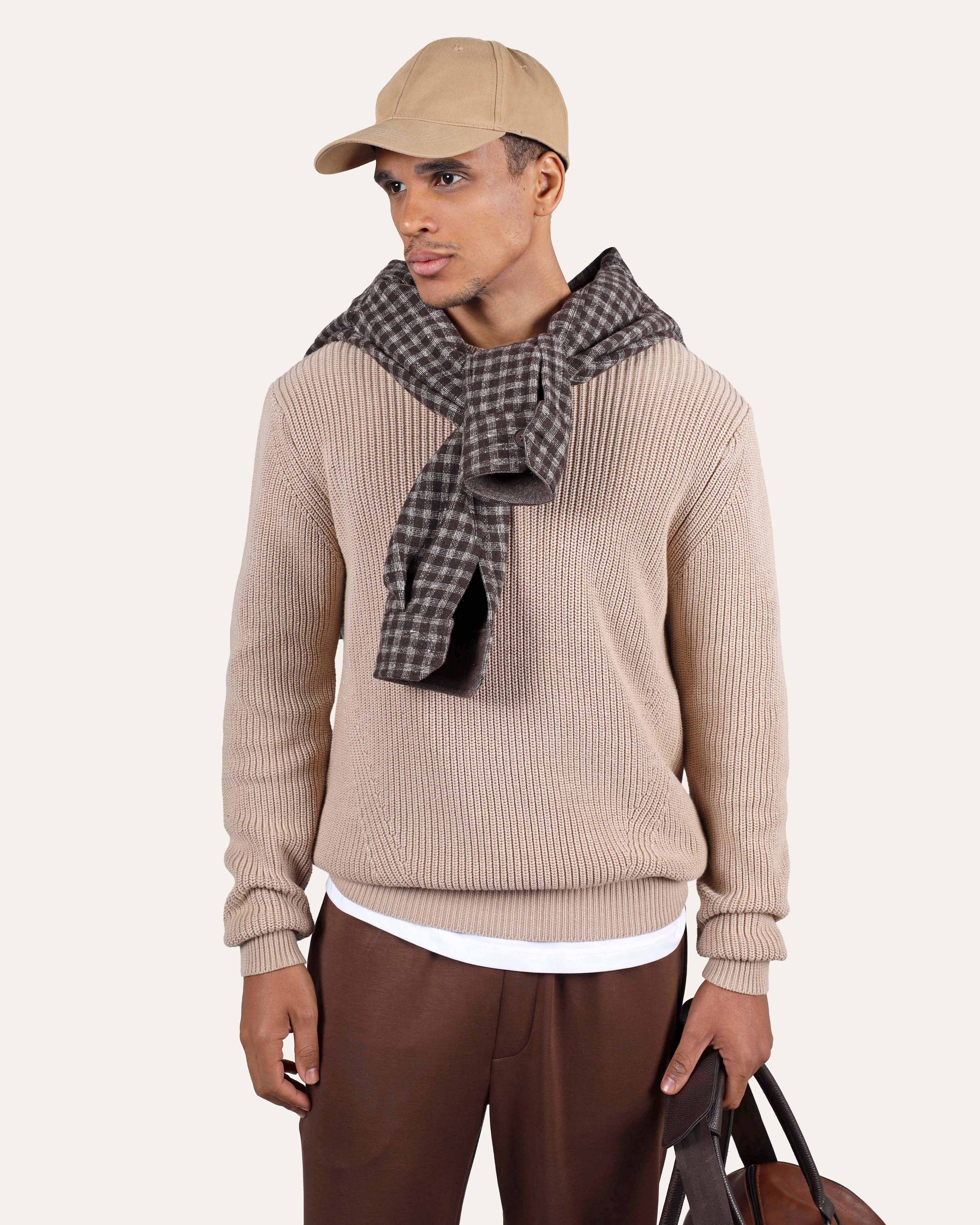 Purl Knit Sweater - Beige