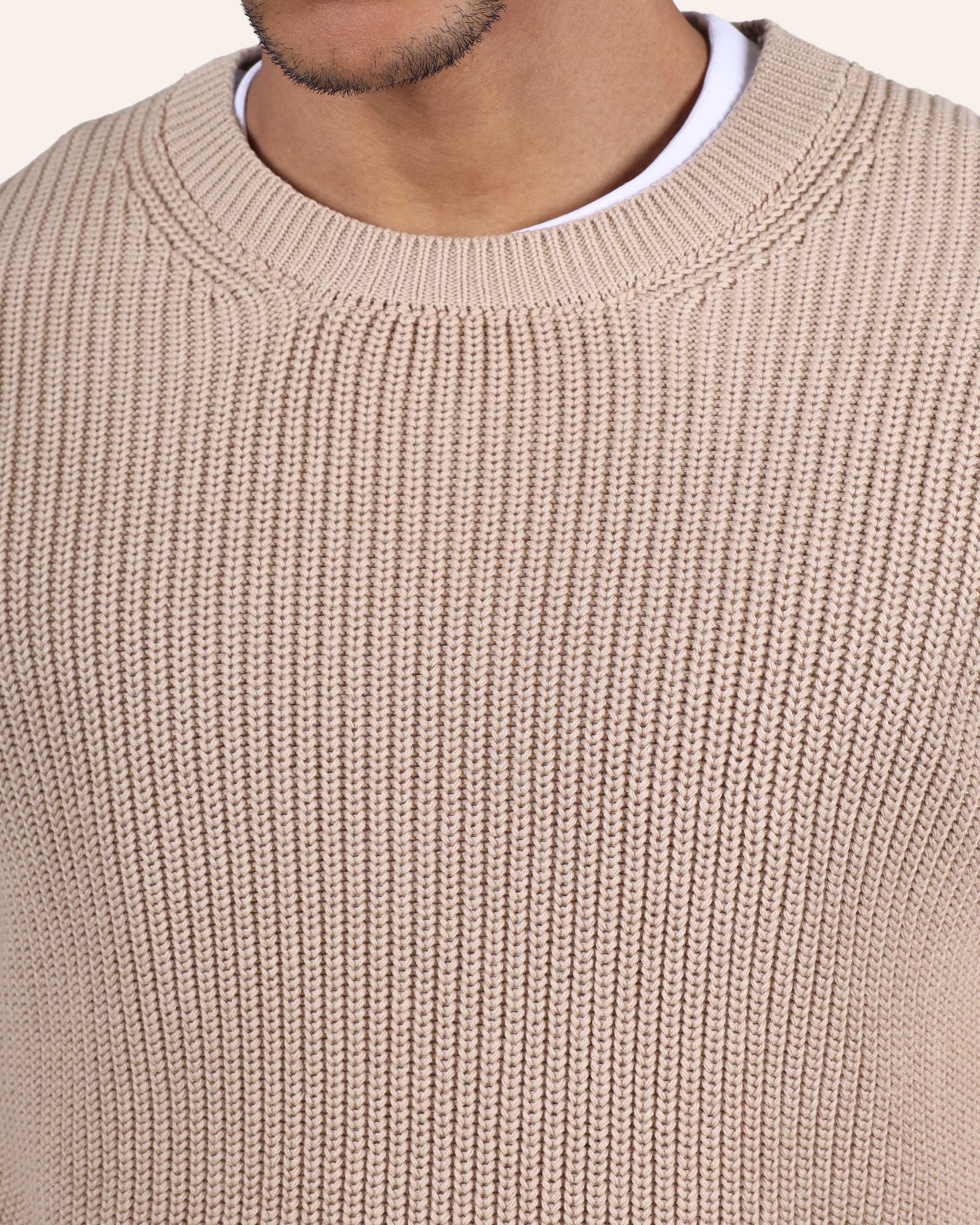 Purl Knit Sweater - Beige