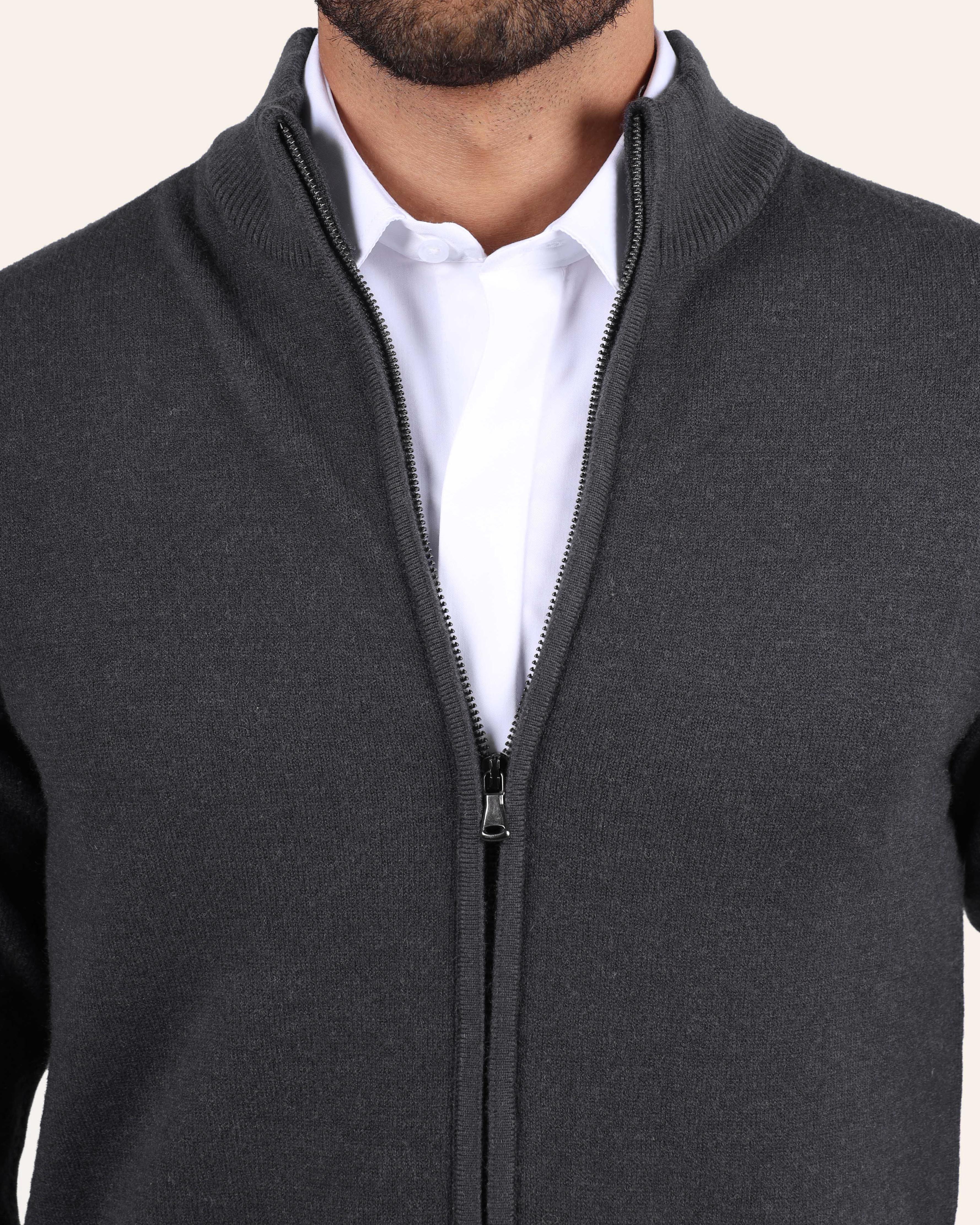 Wool Knitted Jacket - Anthracite