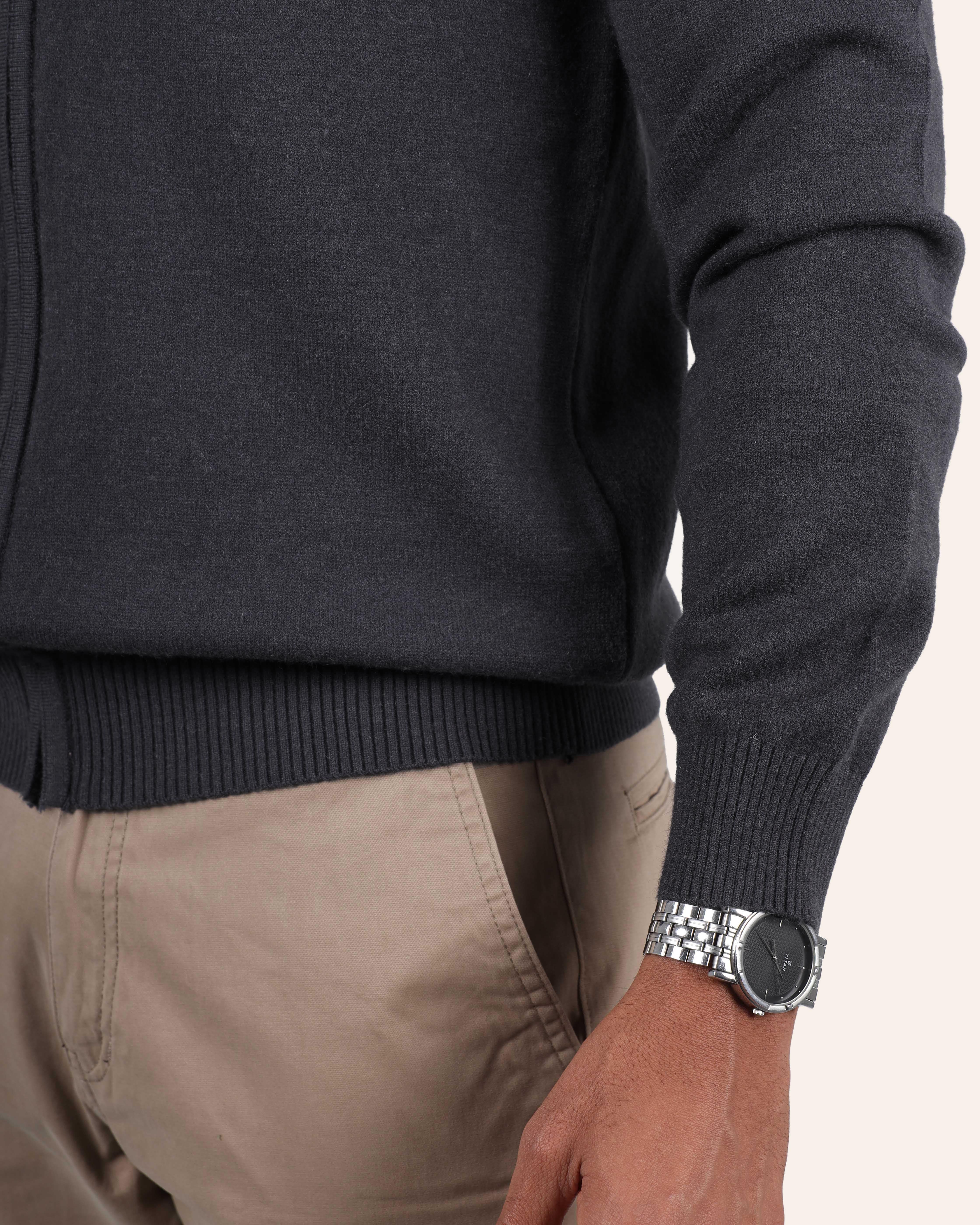 Wool Knitted Jacket - Anthracite