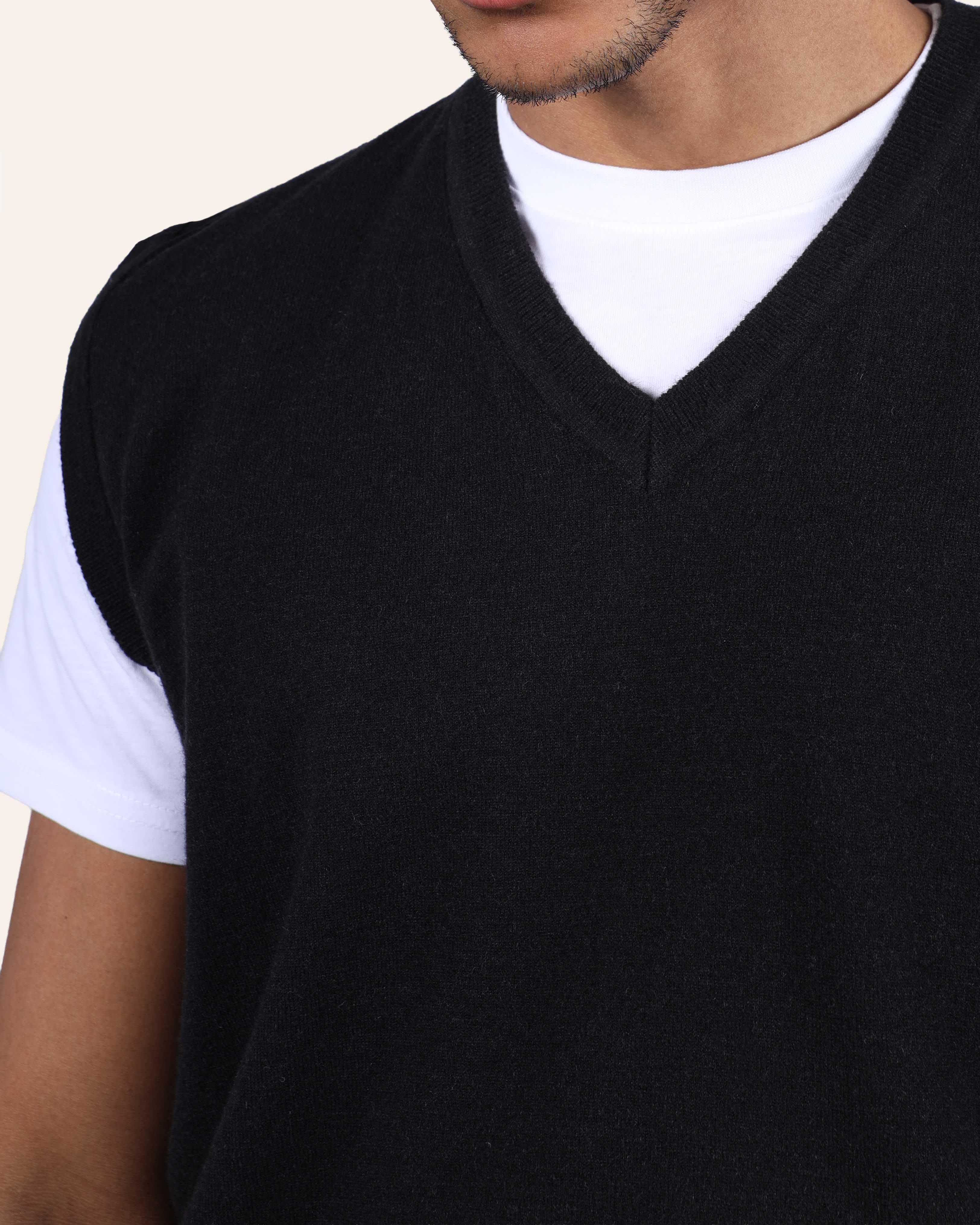 Wool Knitted Vest - Black