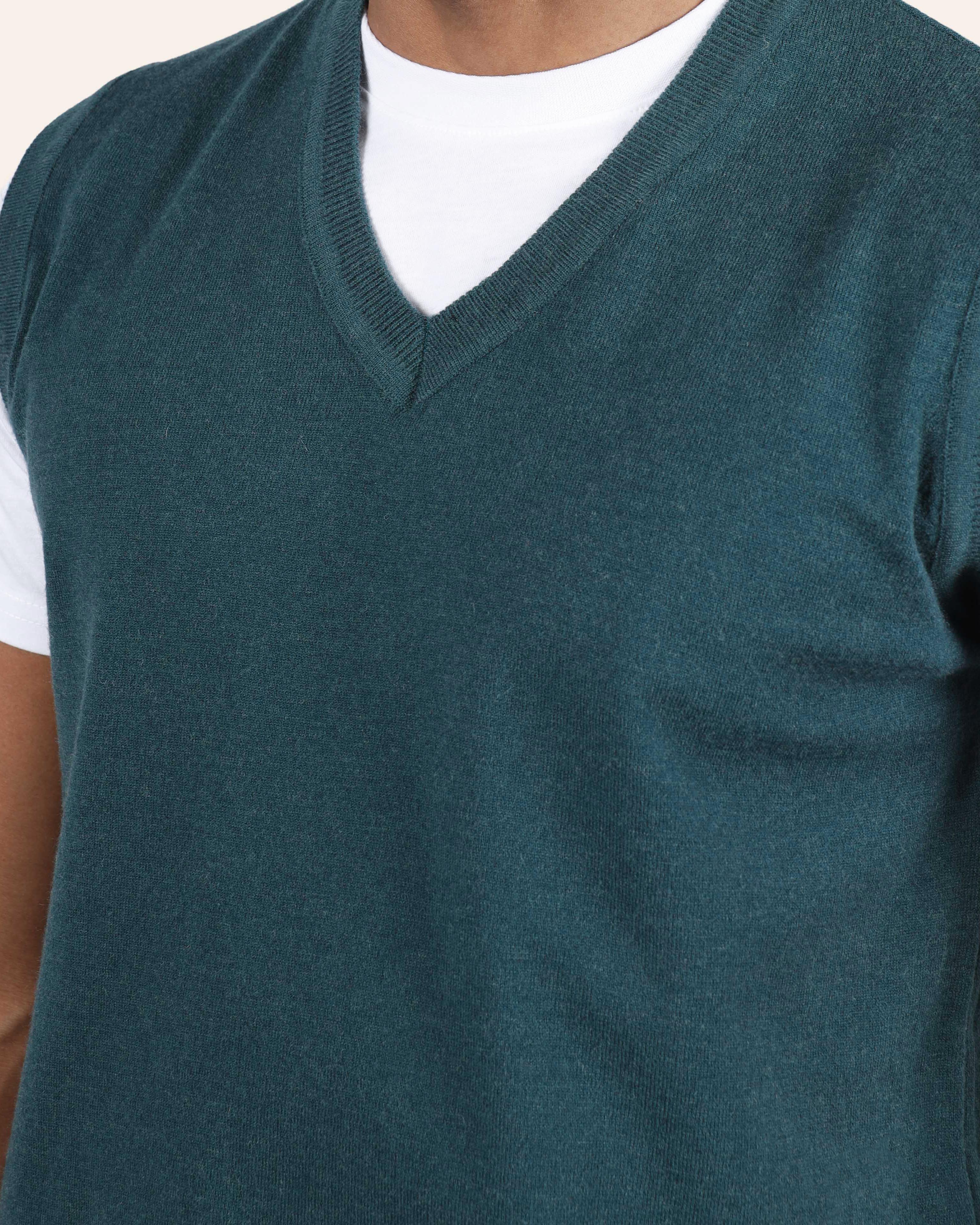 Wool Knitted Vest - Deep Teal