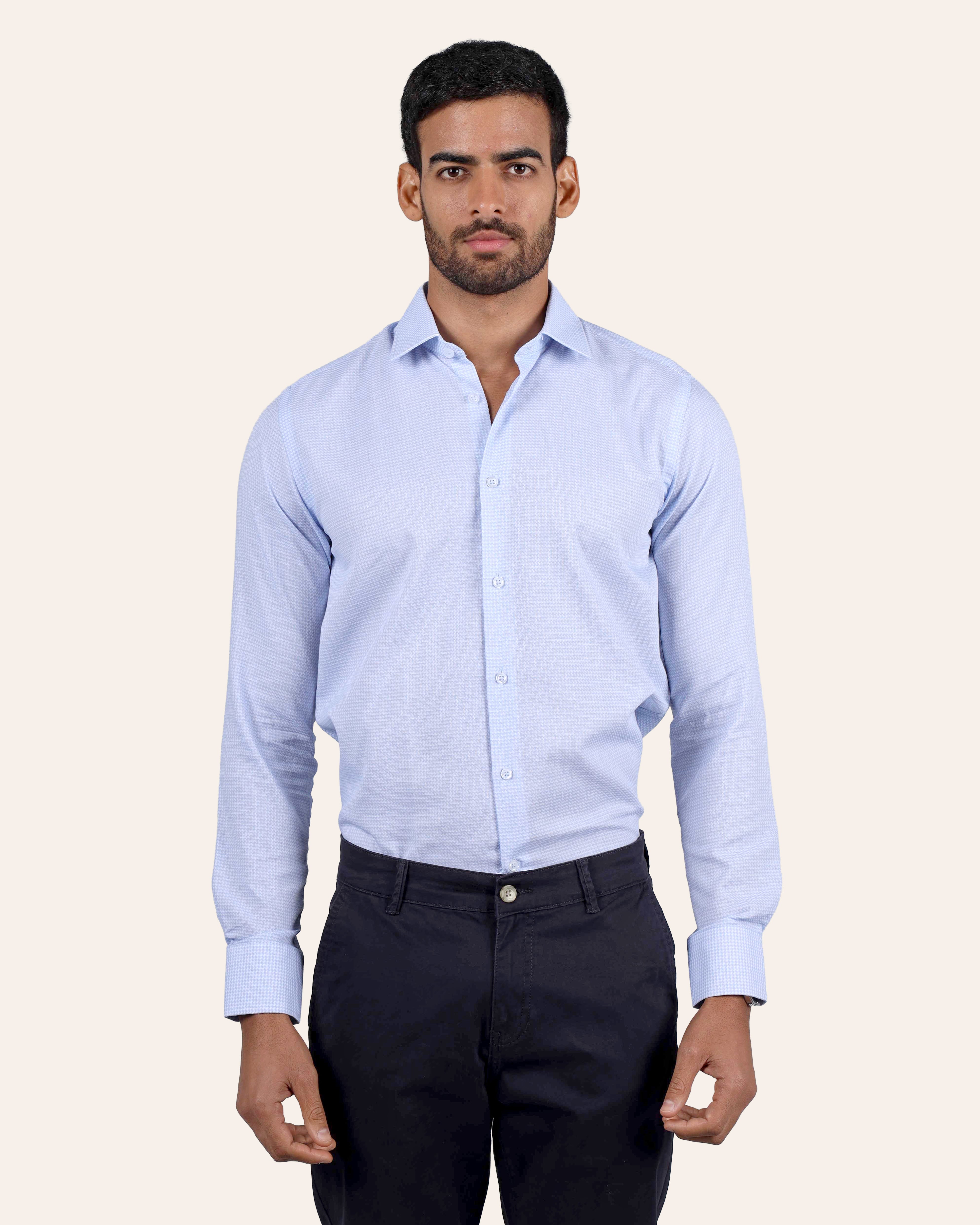 Light Blue Subtle Weave Classic Shirt
