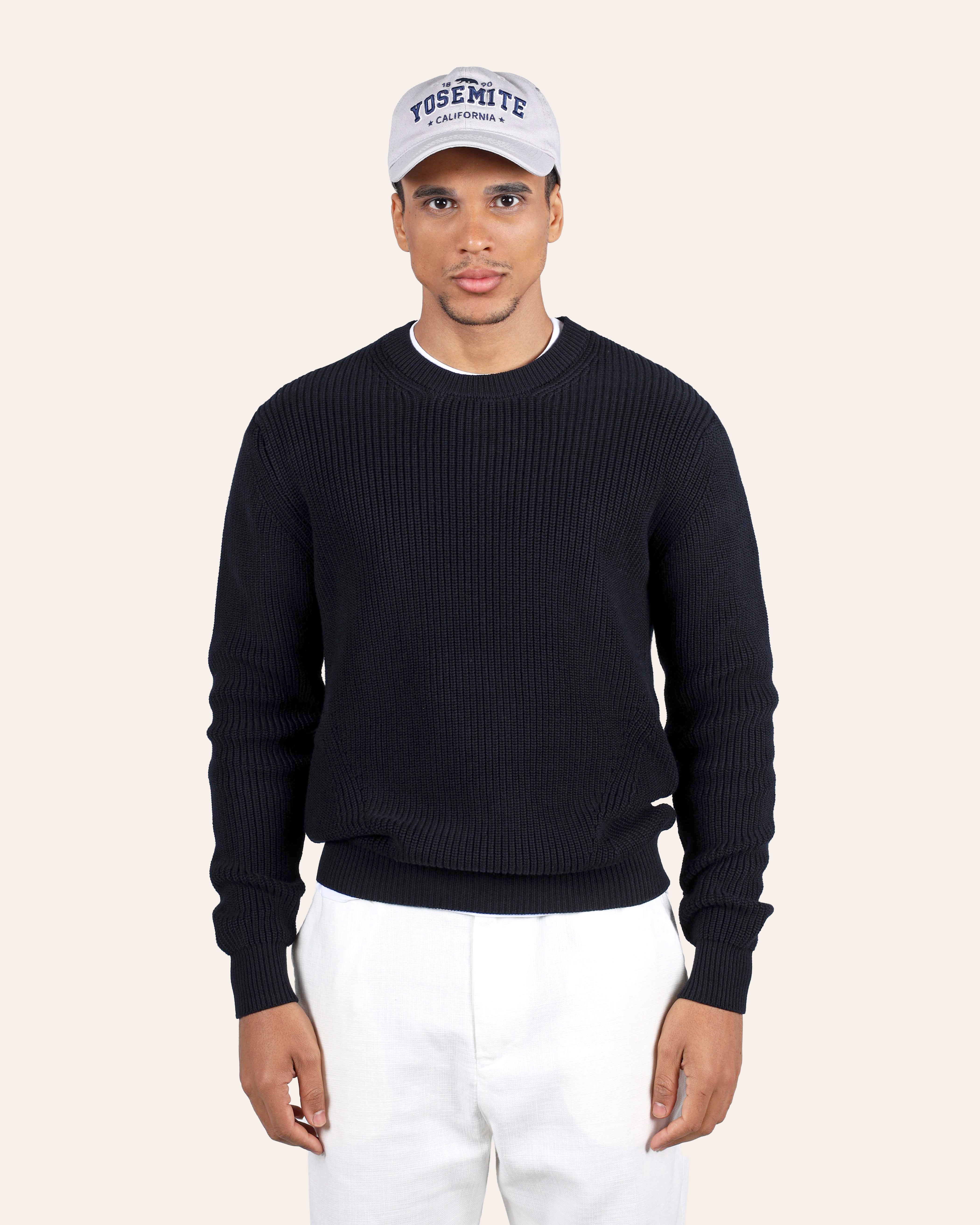 Purl Knit Sweater - Navy