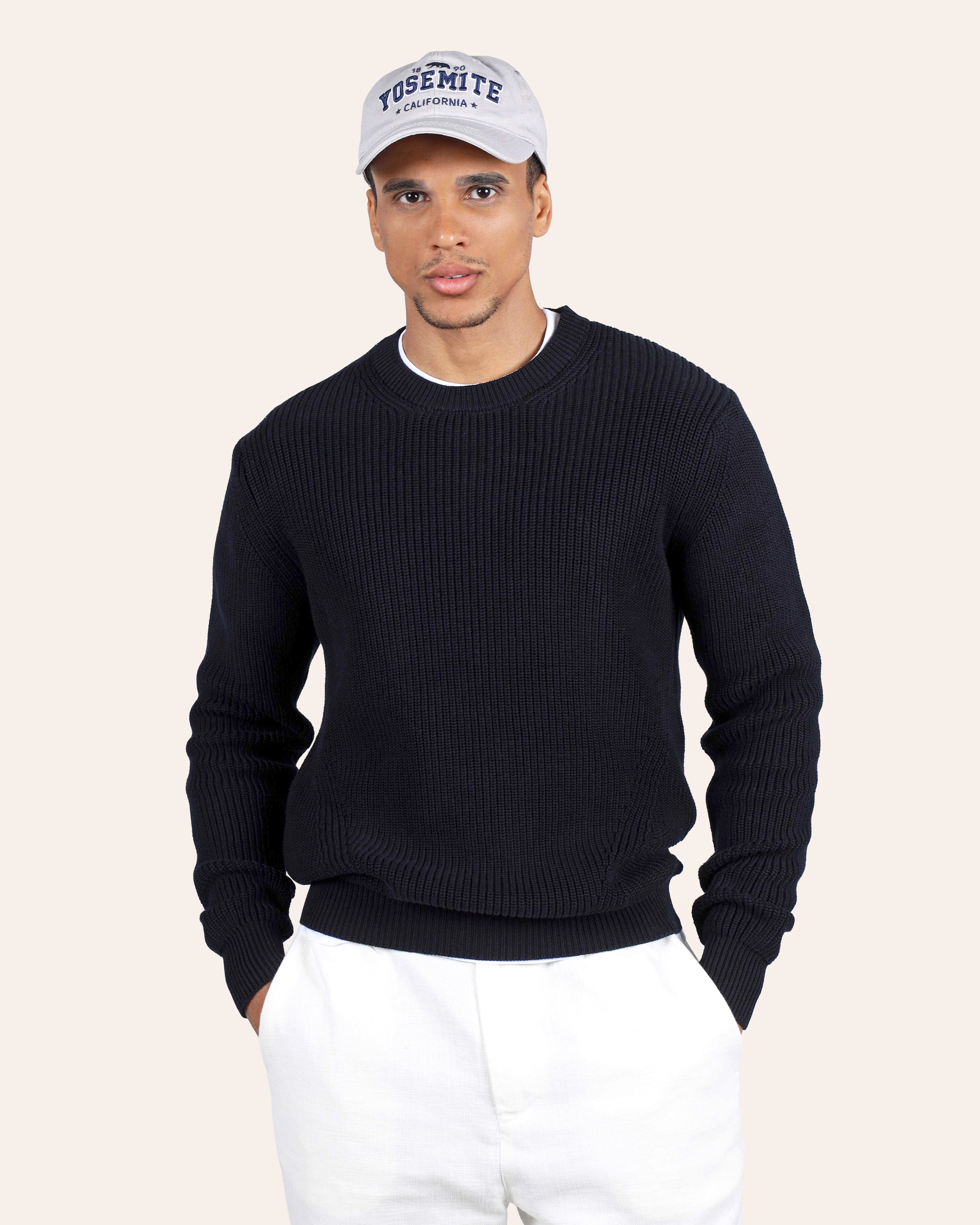 Purl Knit Sweater - Navy
