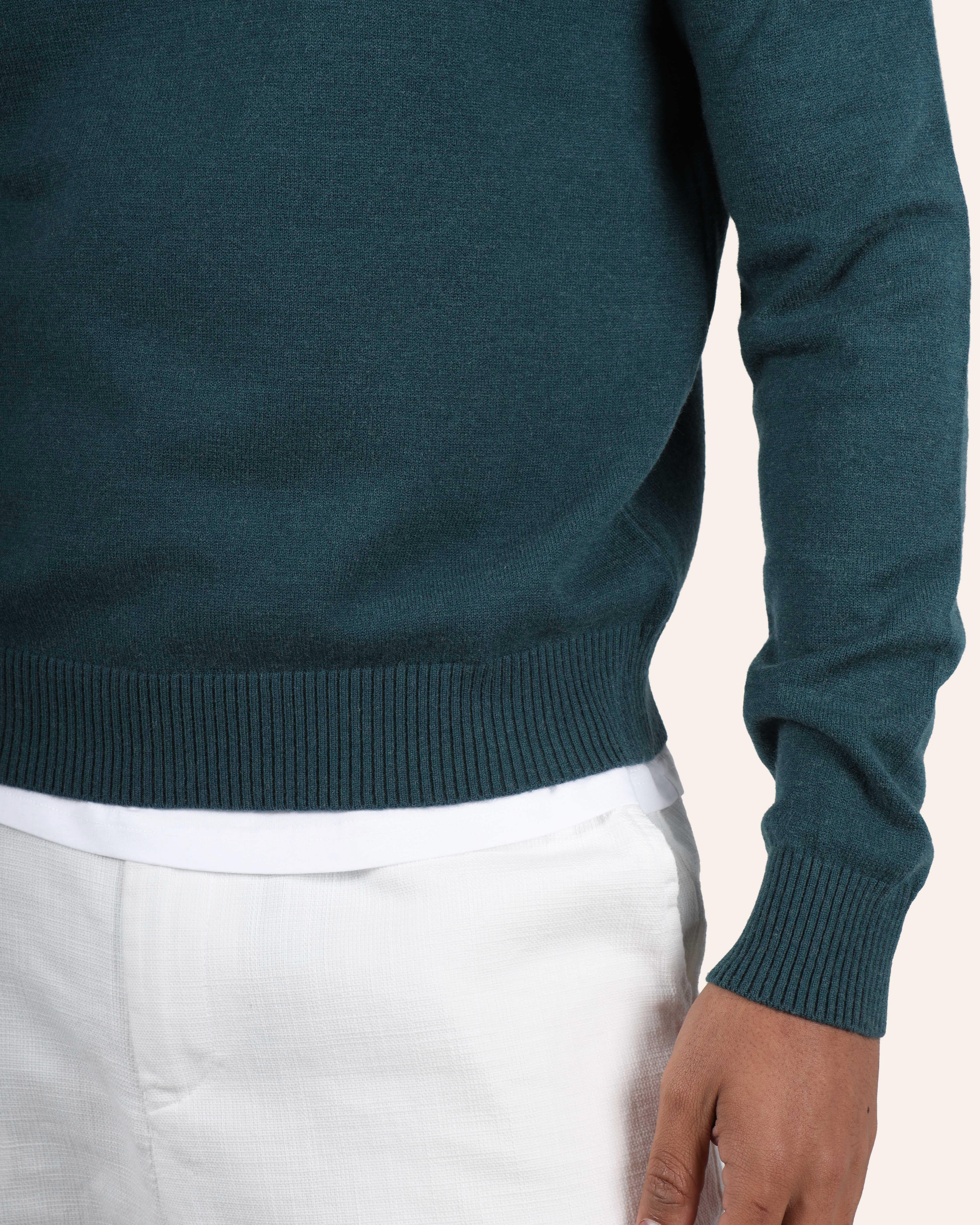 Wool Knitted Sweater - Deep Teal