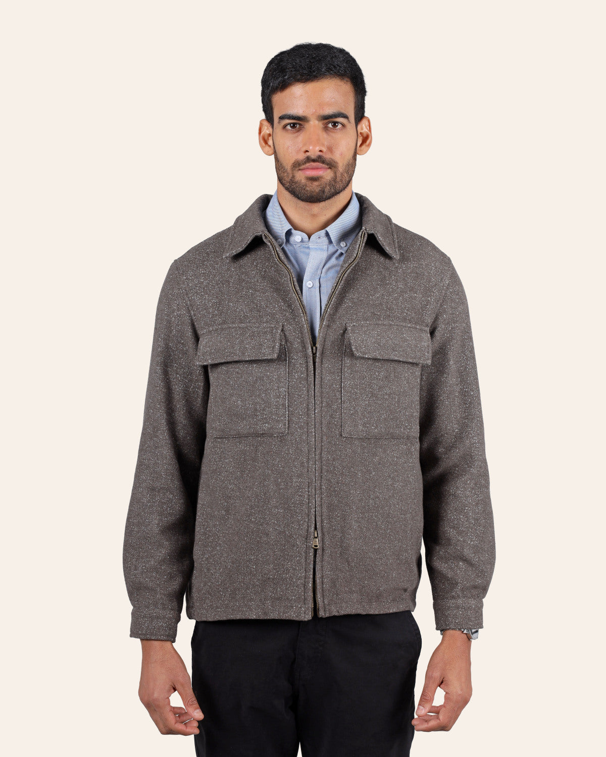Brown Textured Jacket