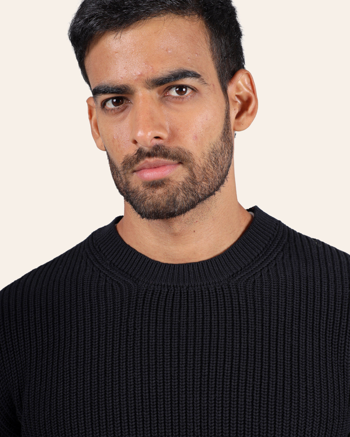 Purl Knit Sweater - Black