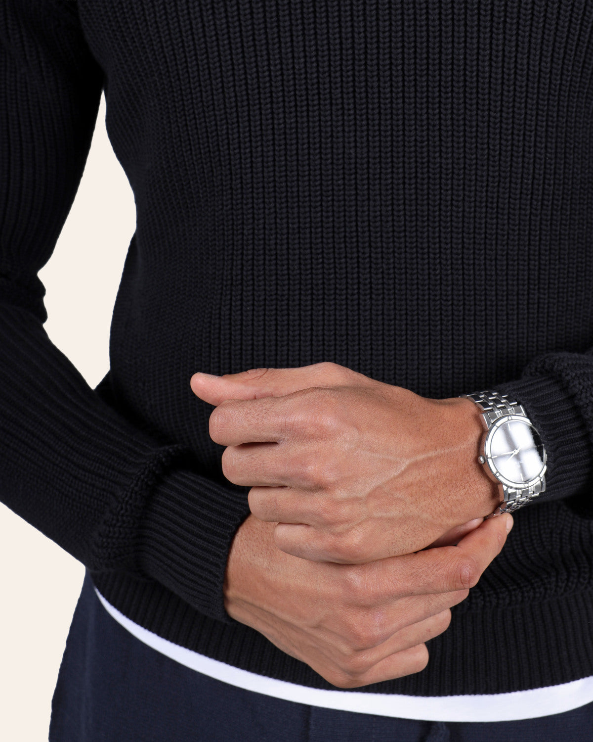 Purl Knit Sweater - Black