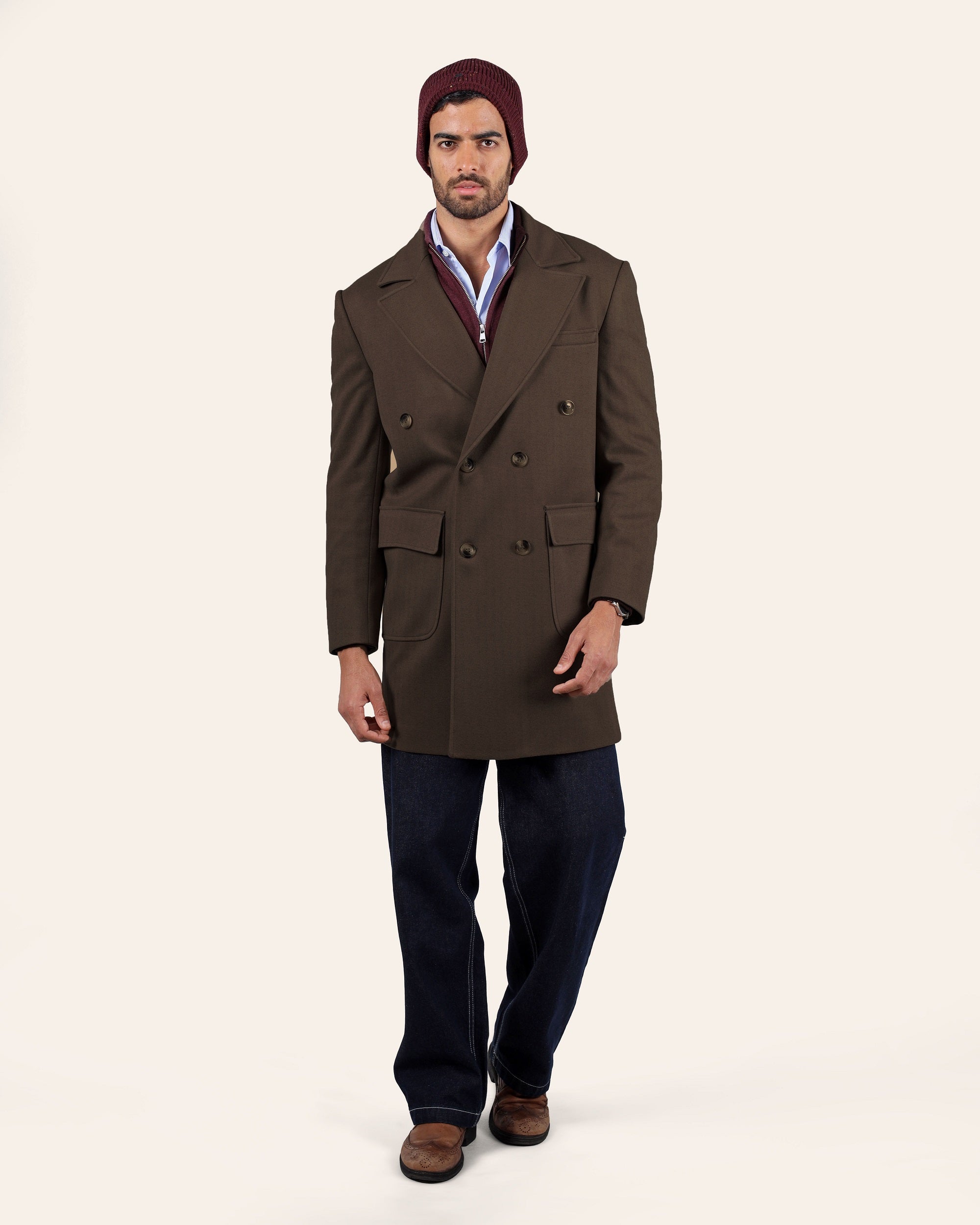 Light Brown Regular Fit Coat