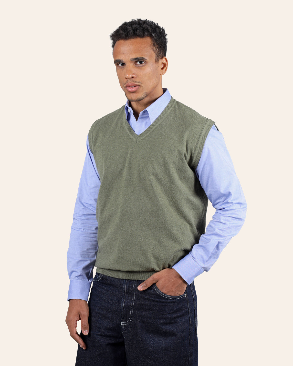 Wool Knitted Vest - Green