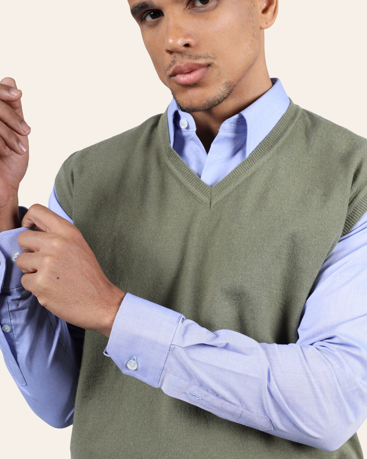 Wool Knitted Vest - Green