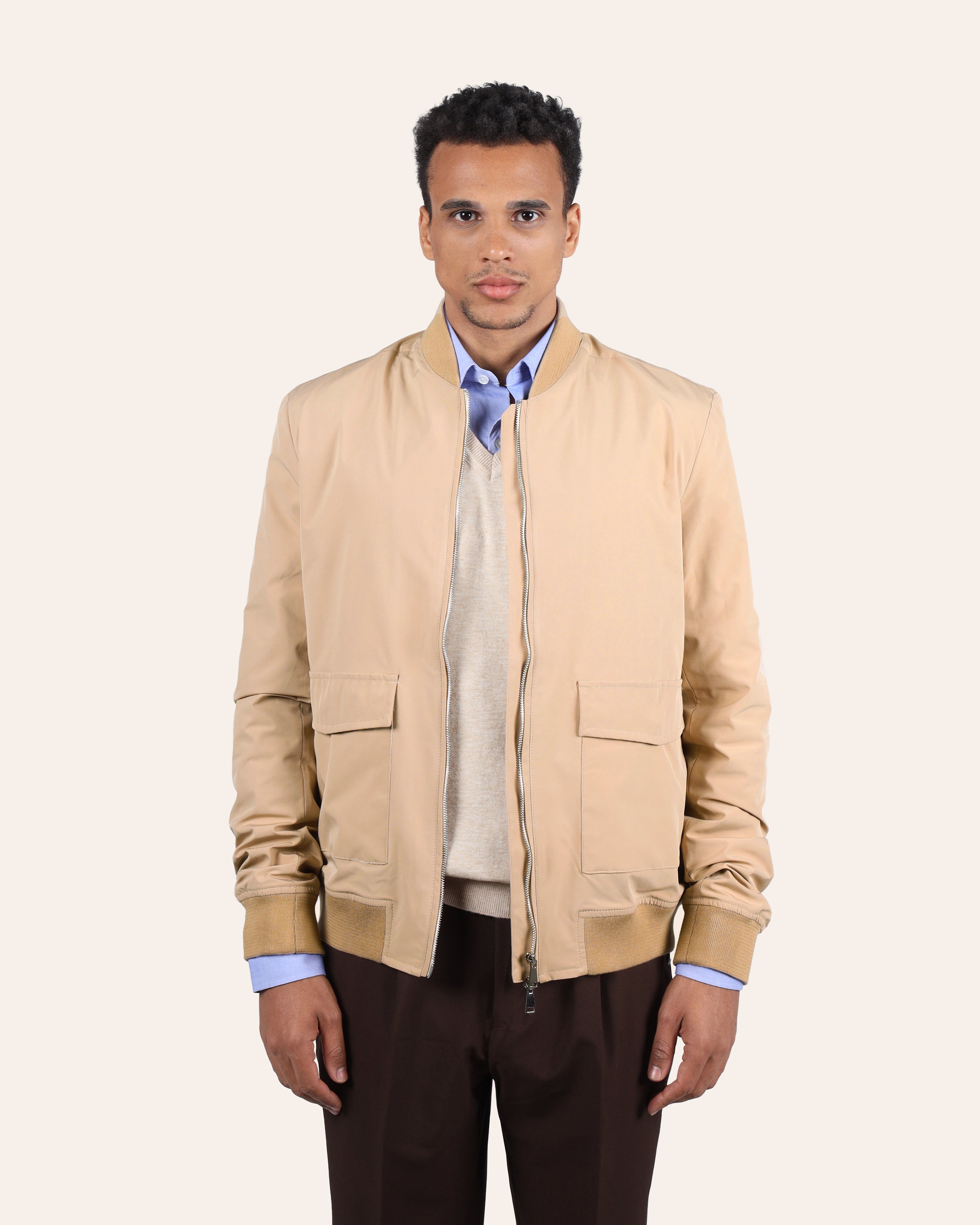 Beige Water-Repellent Technical Jacket