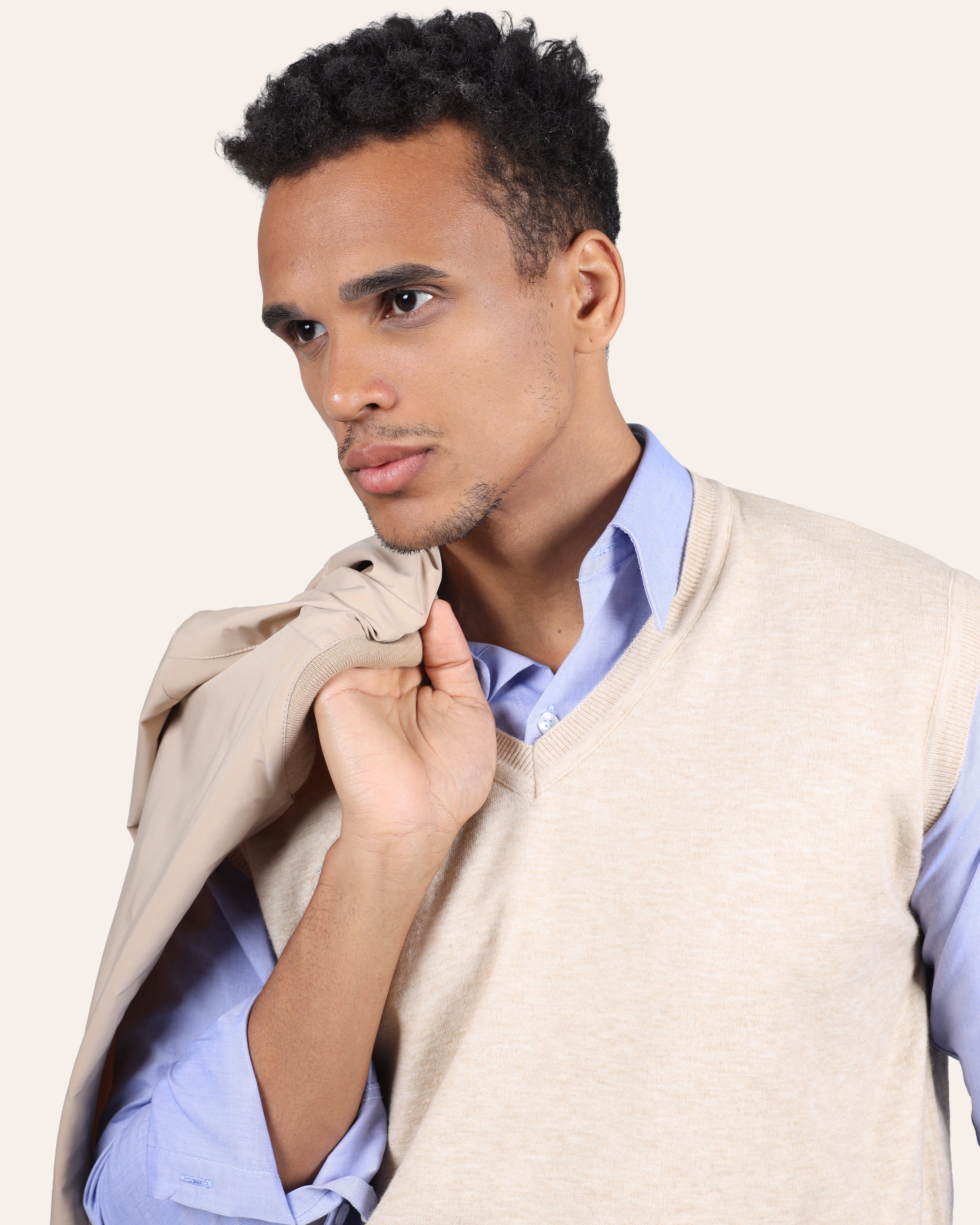 Wool Knitted Vest - Beige