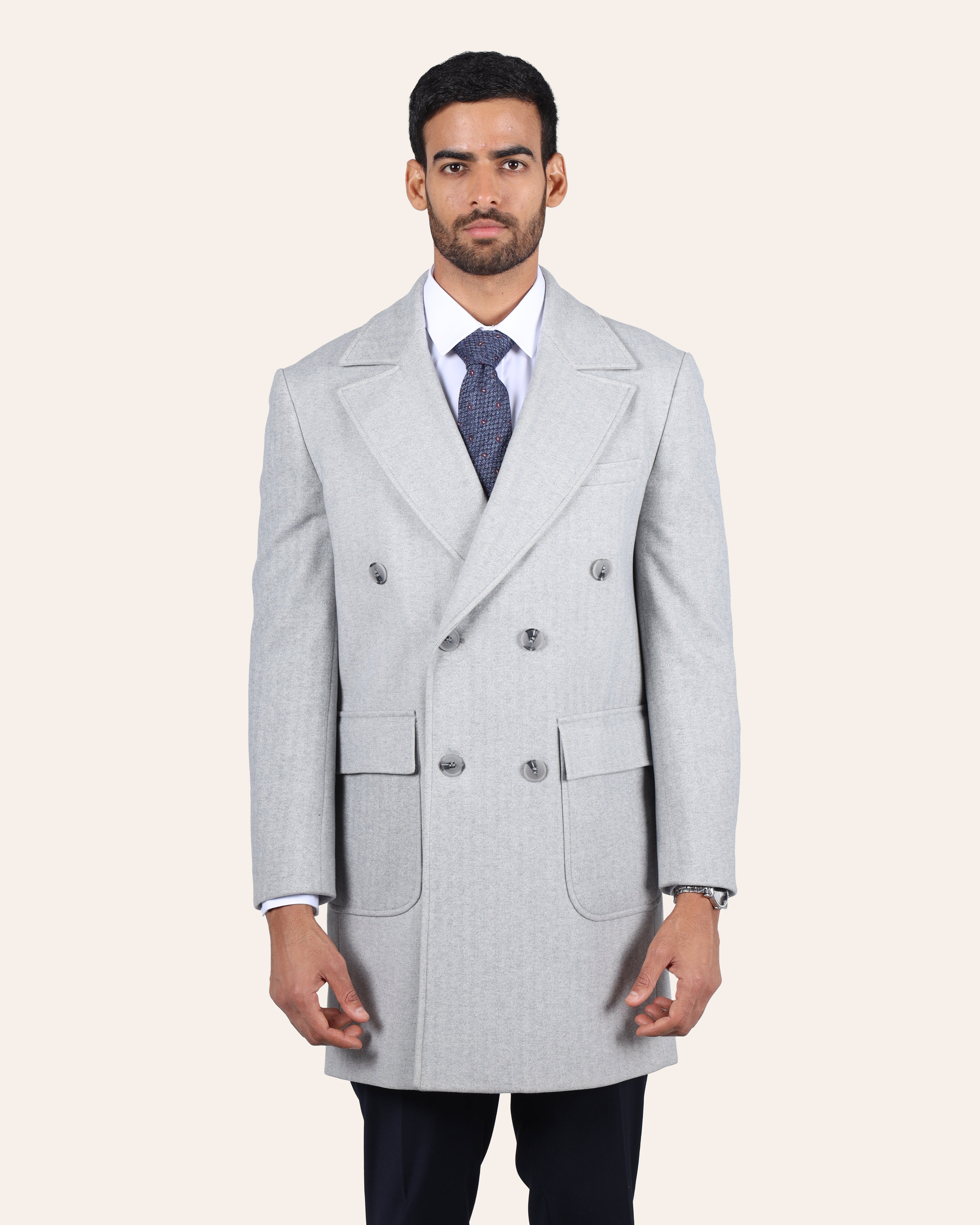 Grey Regular Fit Coat