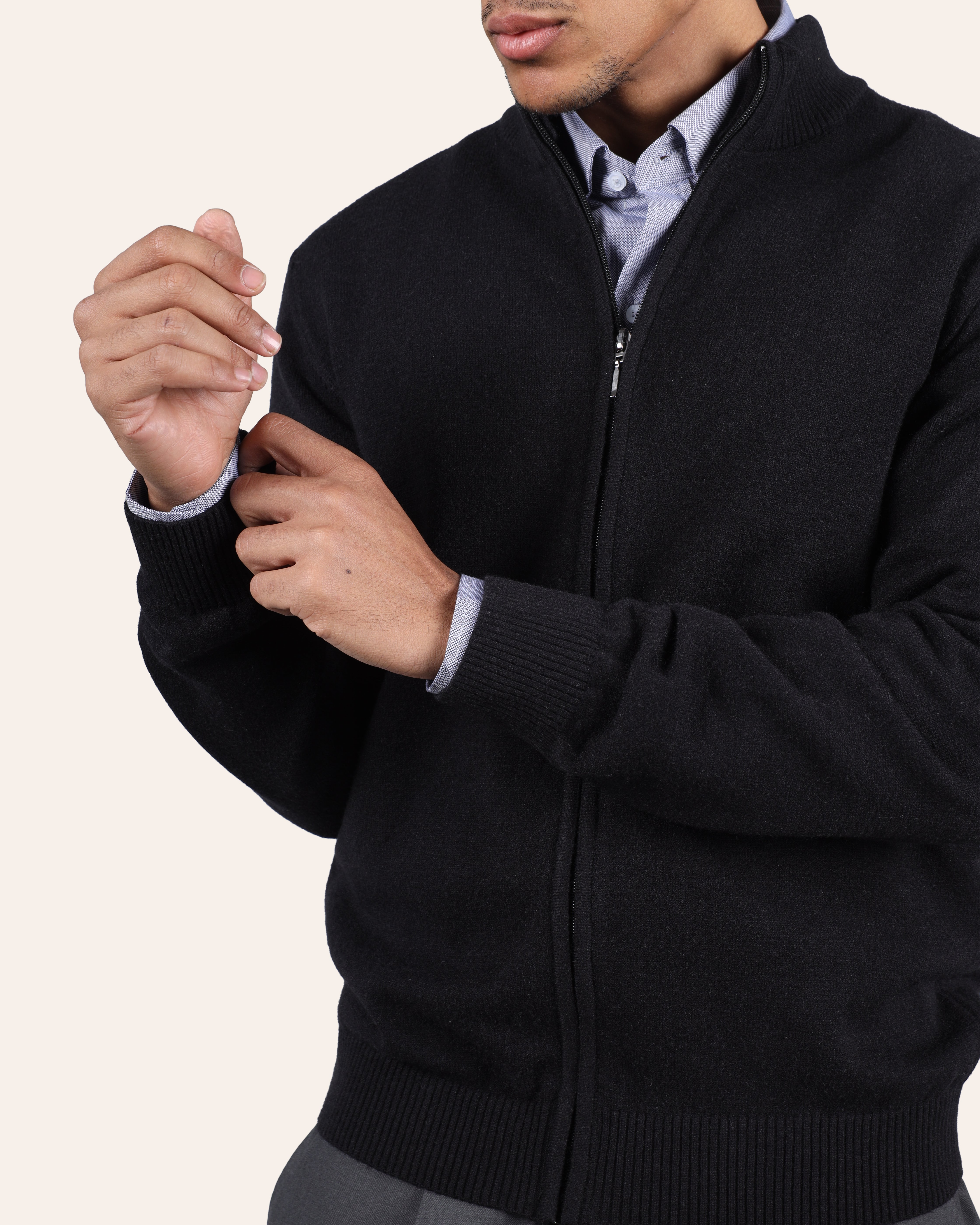 Wool Knitted Jacket - Black
