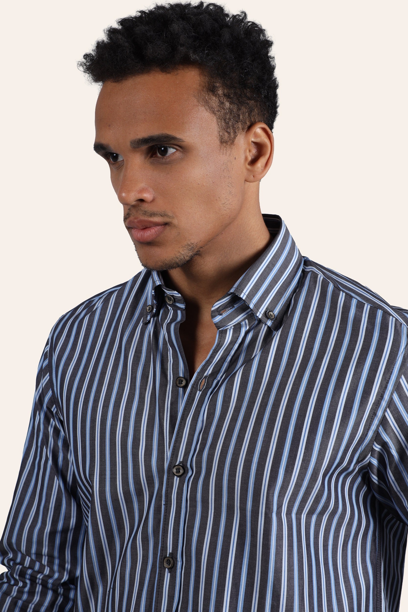 Black Striped Cotton Shirt
