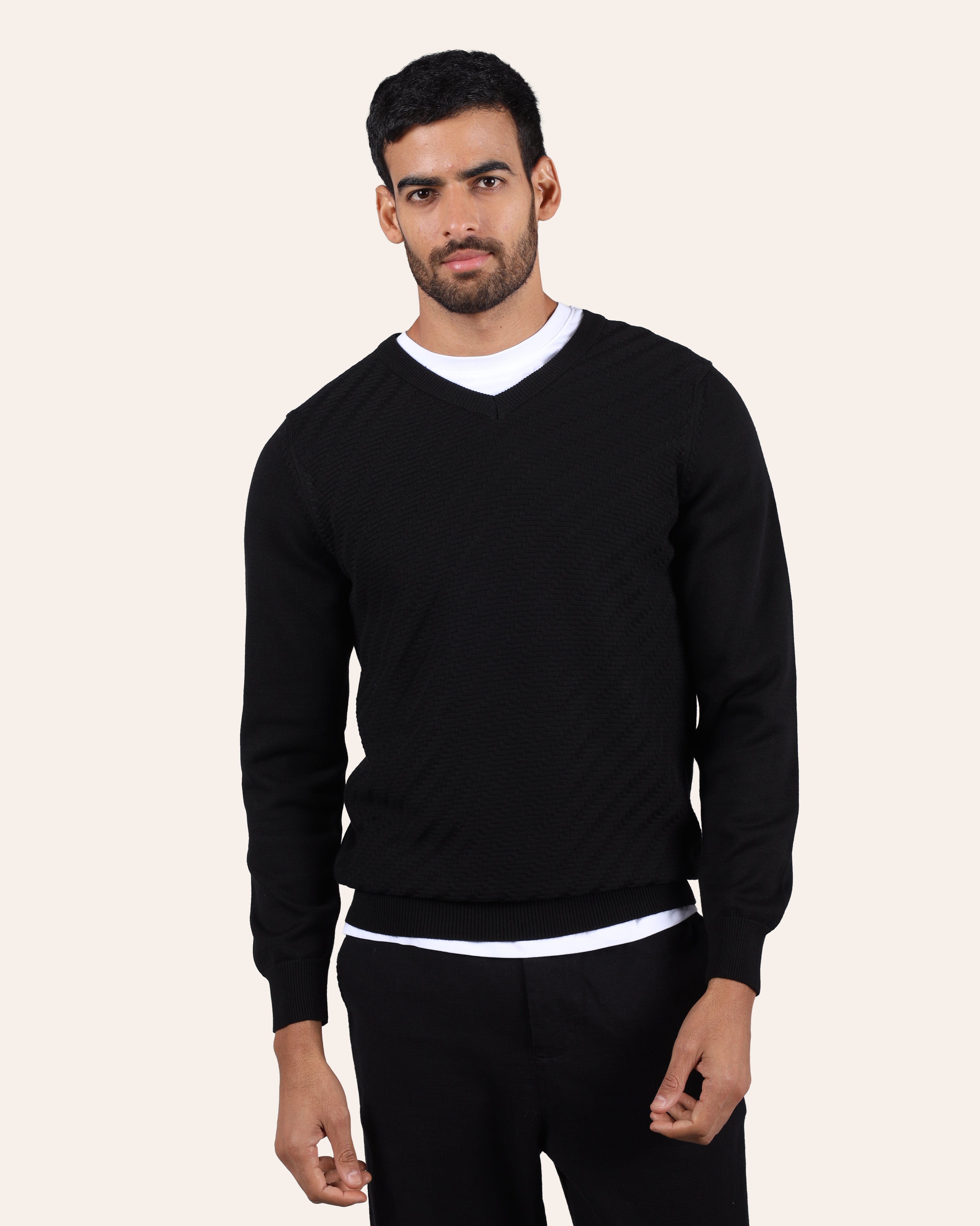 Black Knitted V-Neck