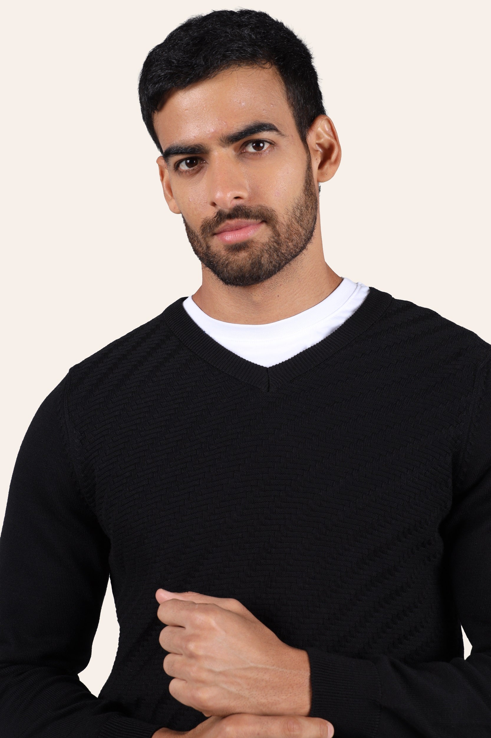 Black Knitted V-Neck