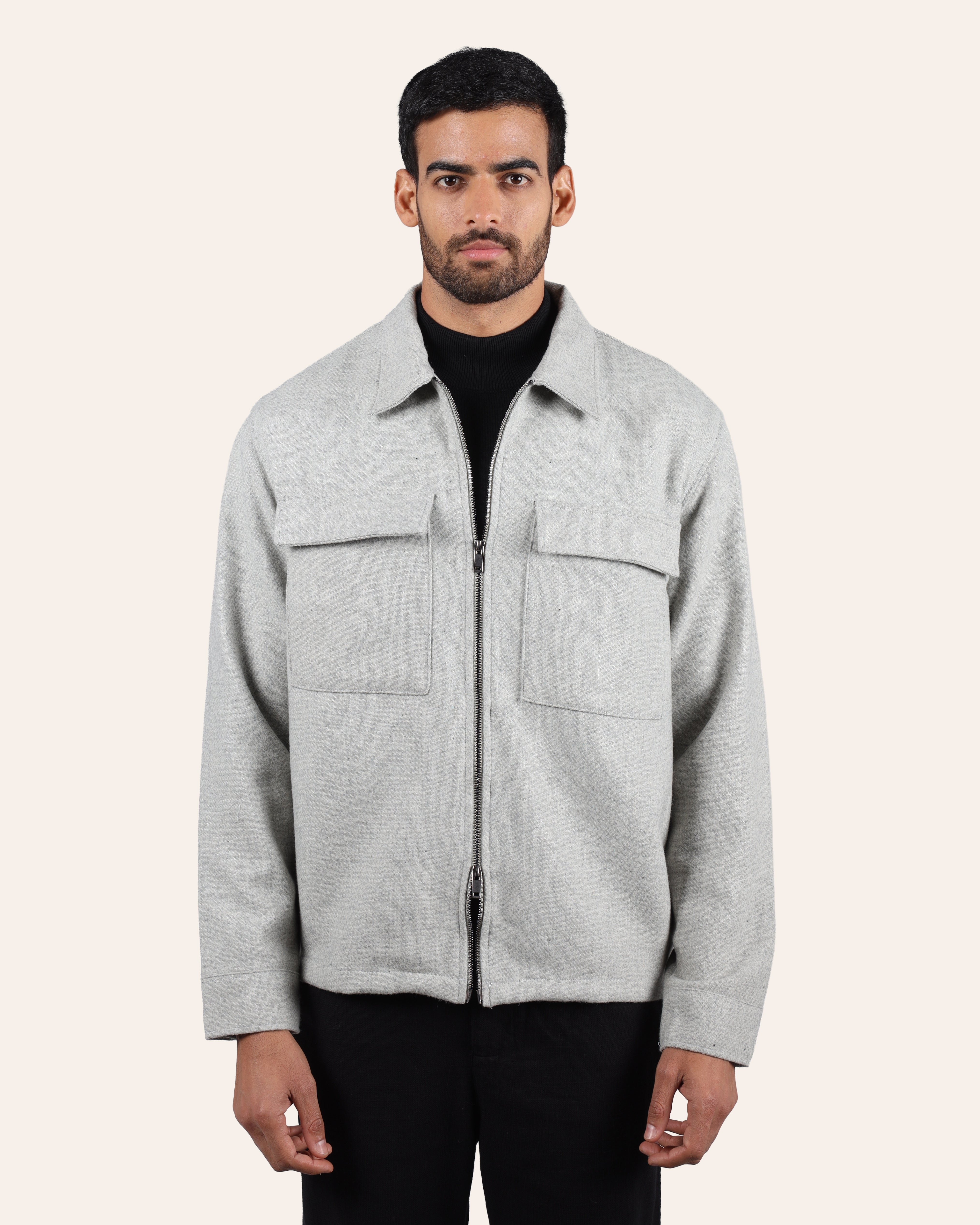 Grey Wool Padded Jacket