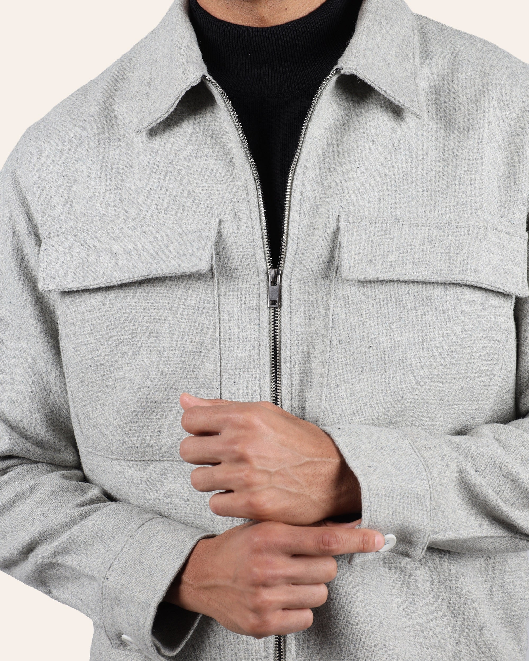 Grey Wool Padded Jacket