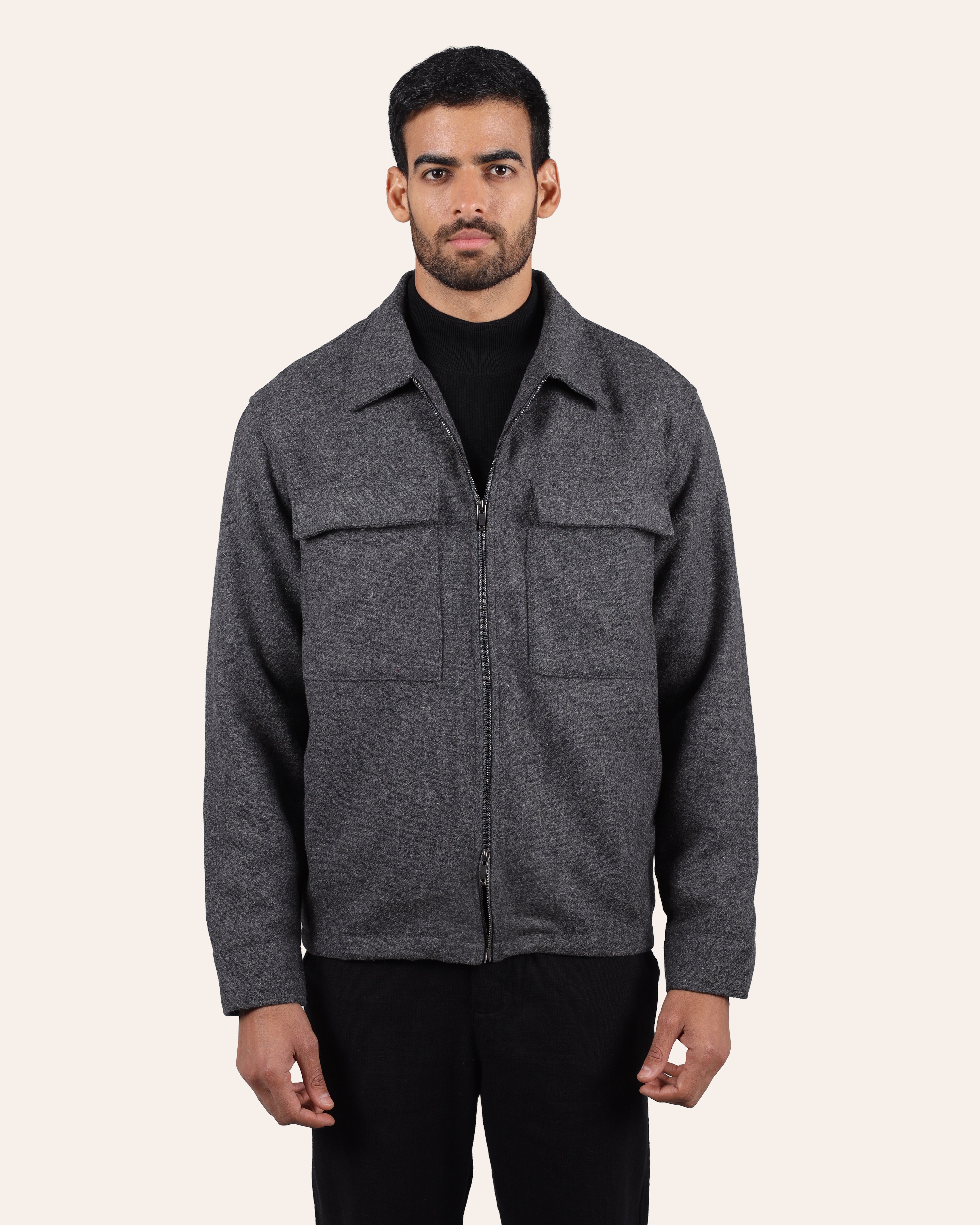 Anthracite Wool Padded Jacket