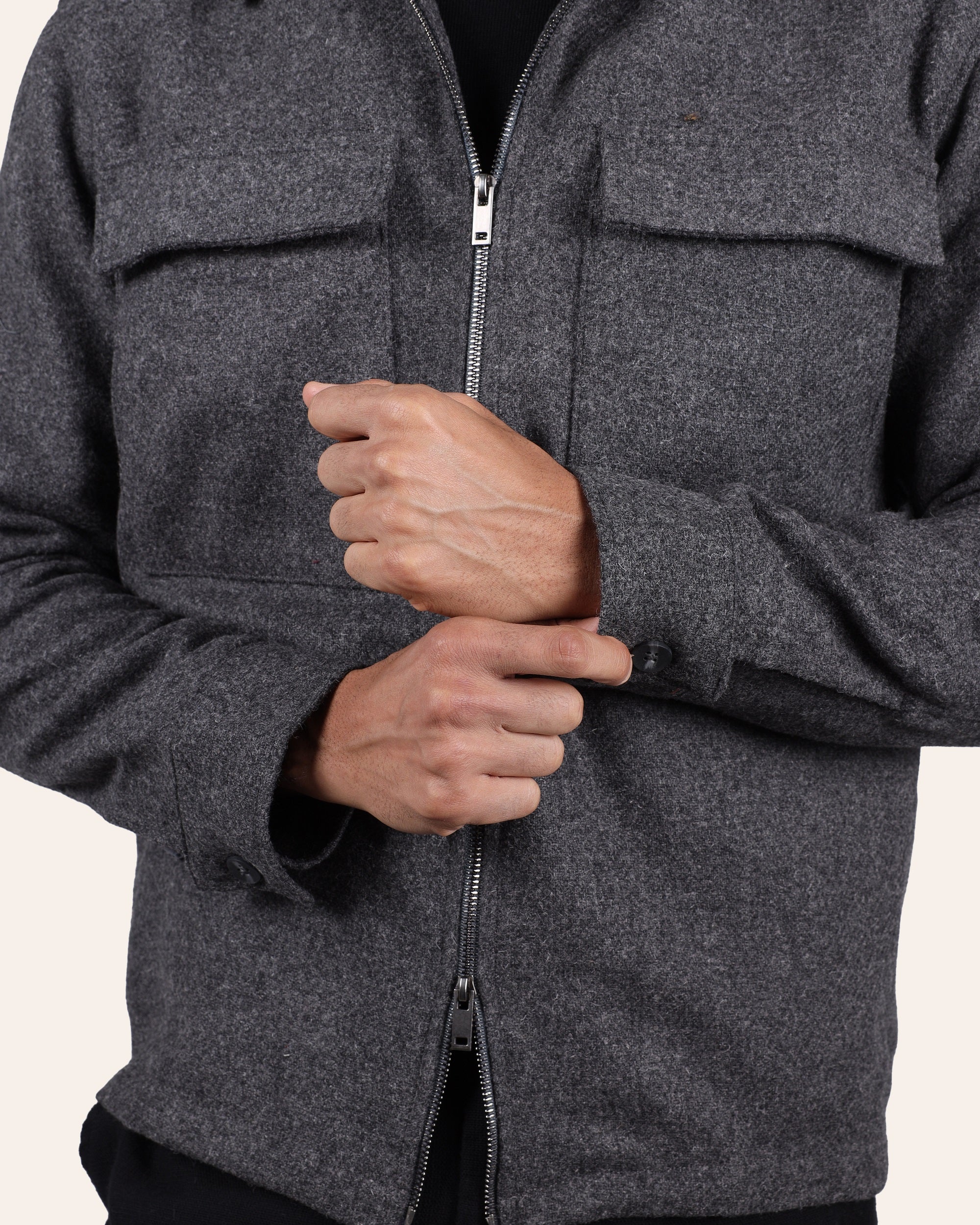 Anthracite Wool Padded Jacket