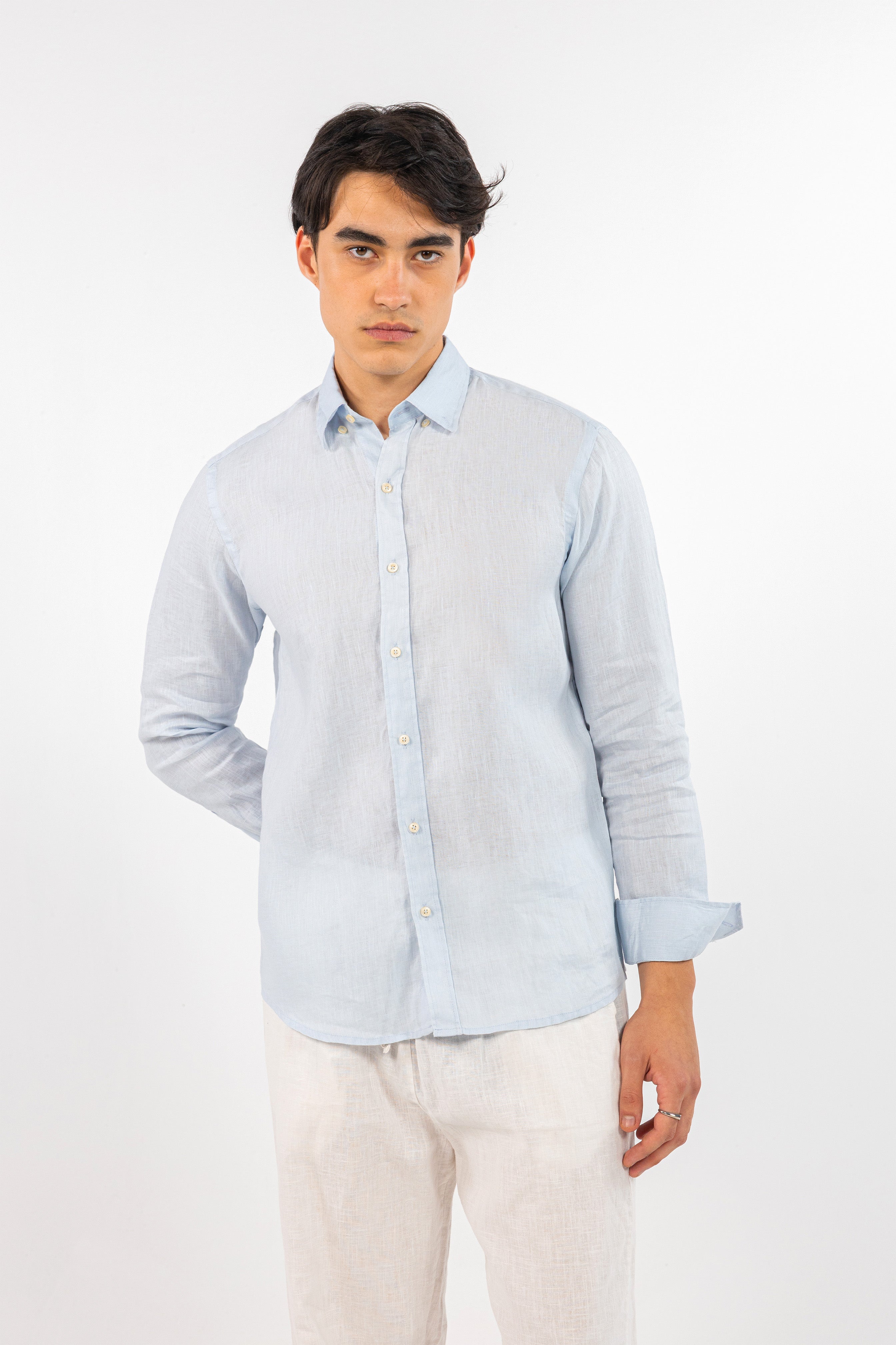 Sky Blue Pure Linen Shirt