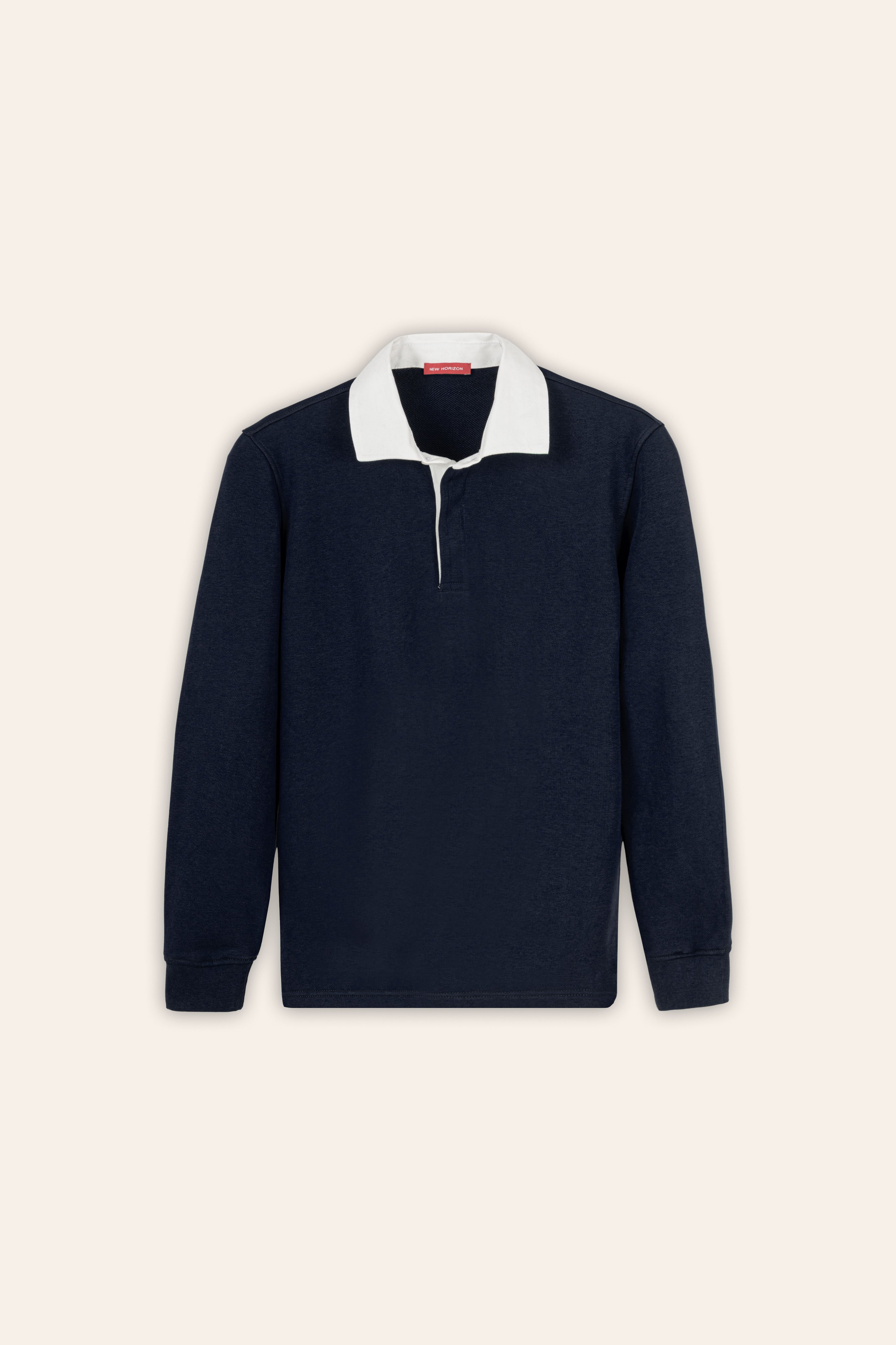 Navy Polo Shirt With Shirt Collar