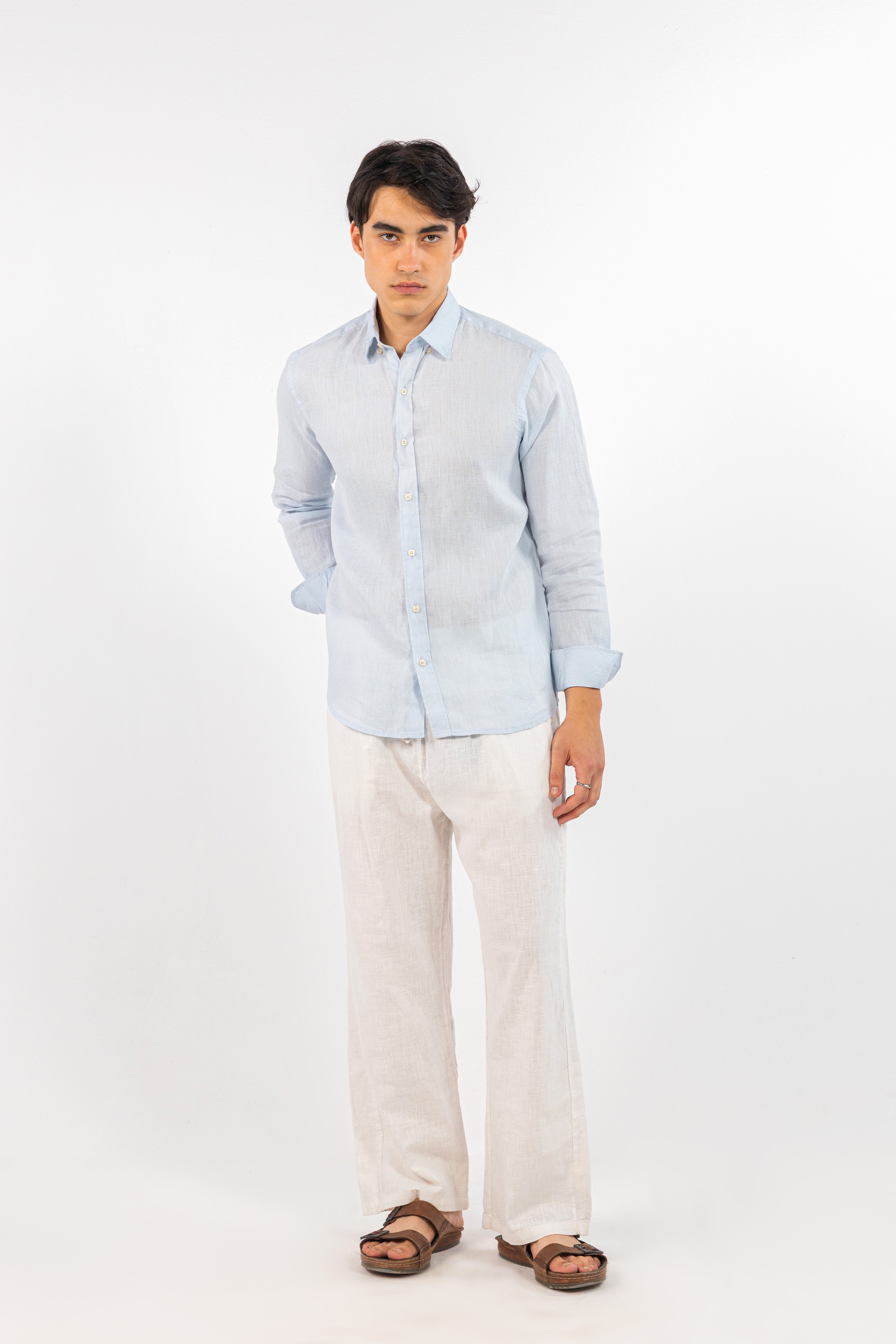 Sky Blue Pure Linen Shirt