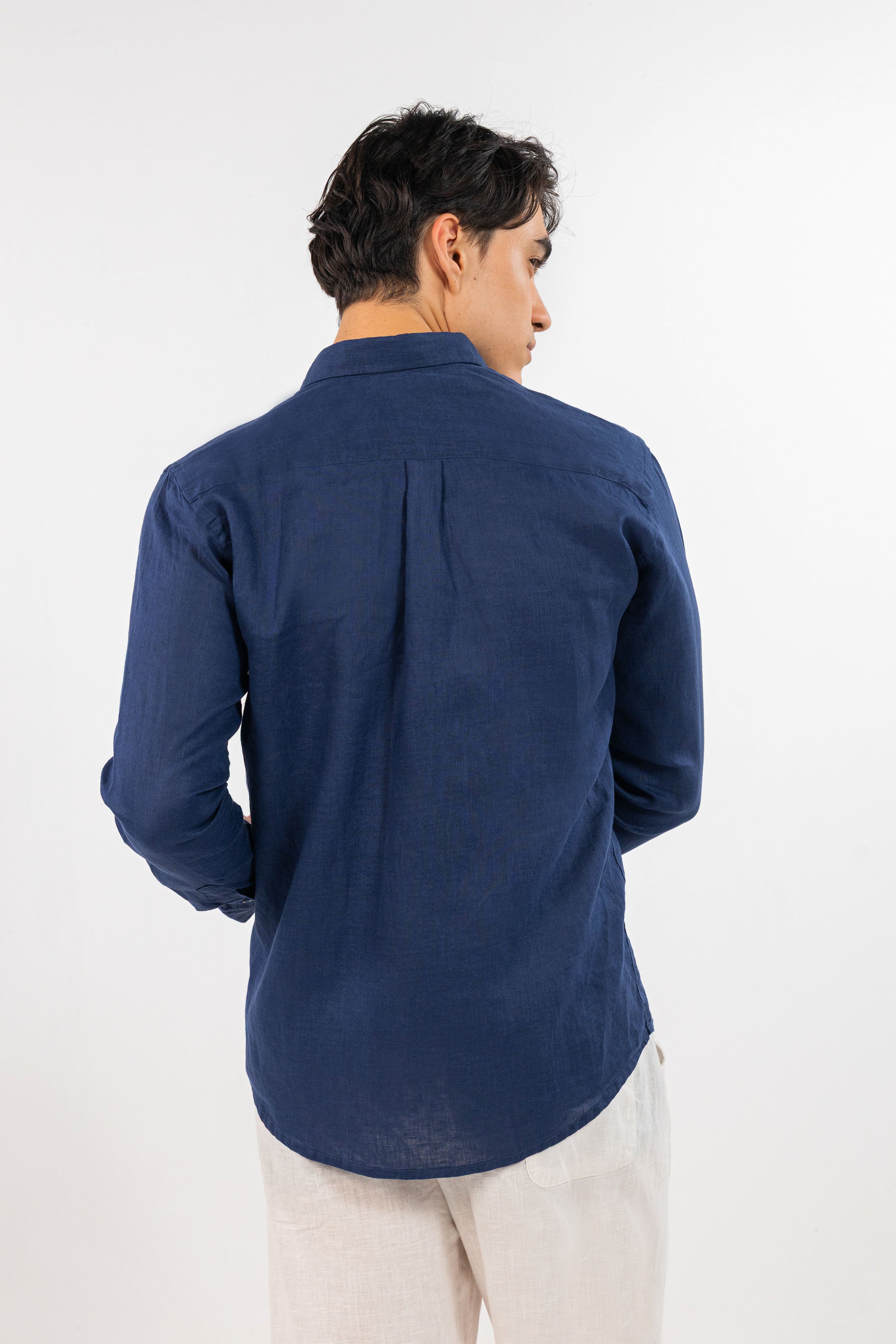 Navy Pure Linen Shirt