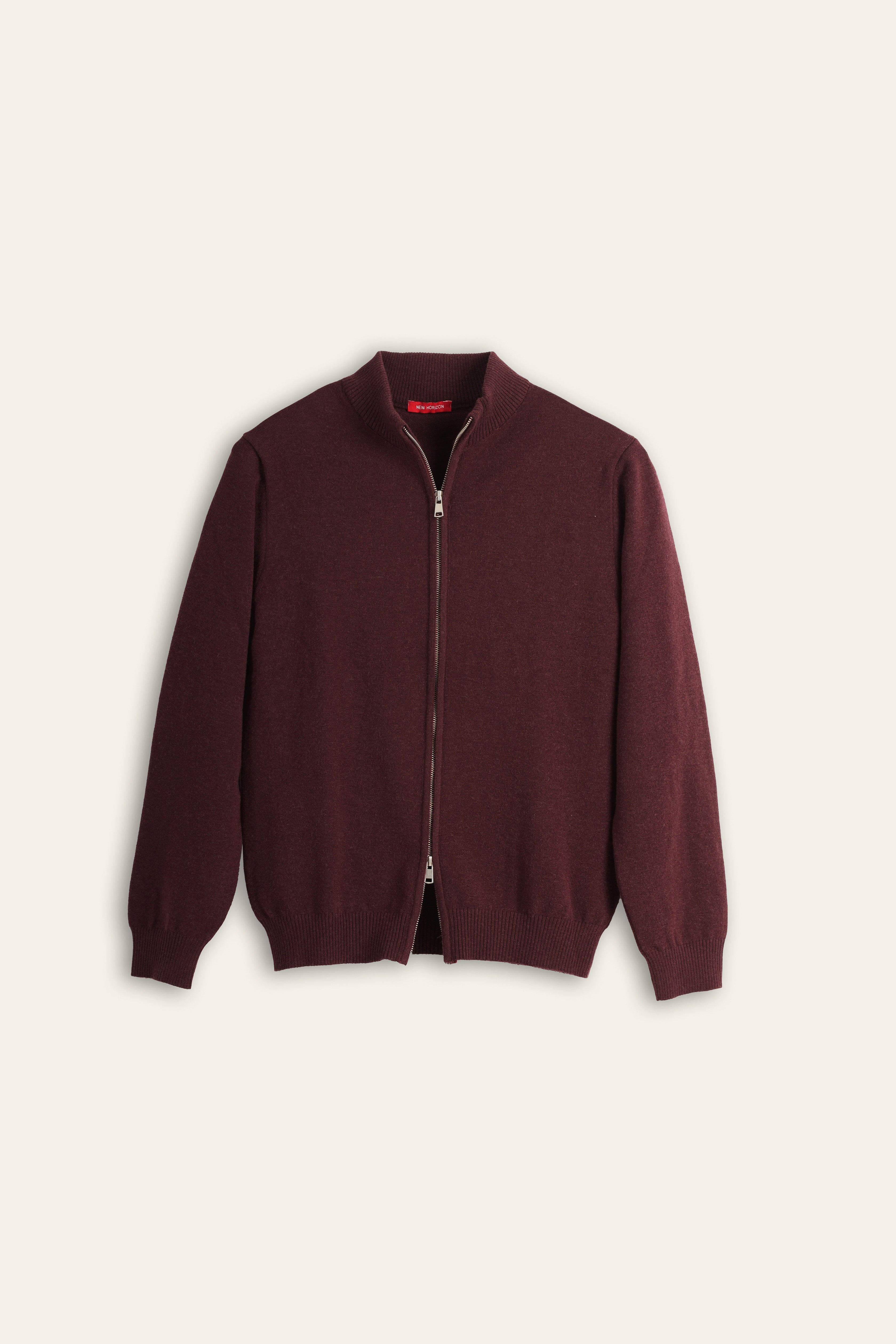 Wool Knitted Jacket - Burgundy