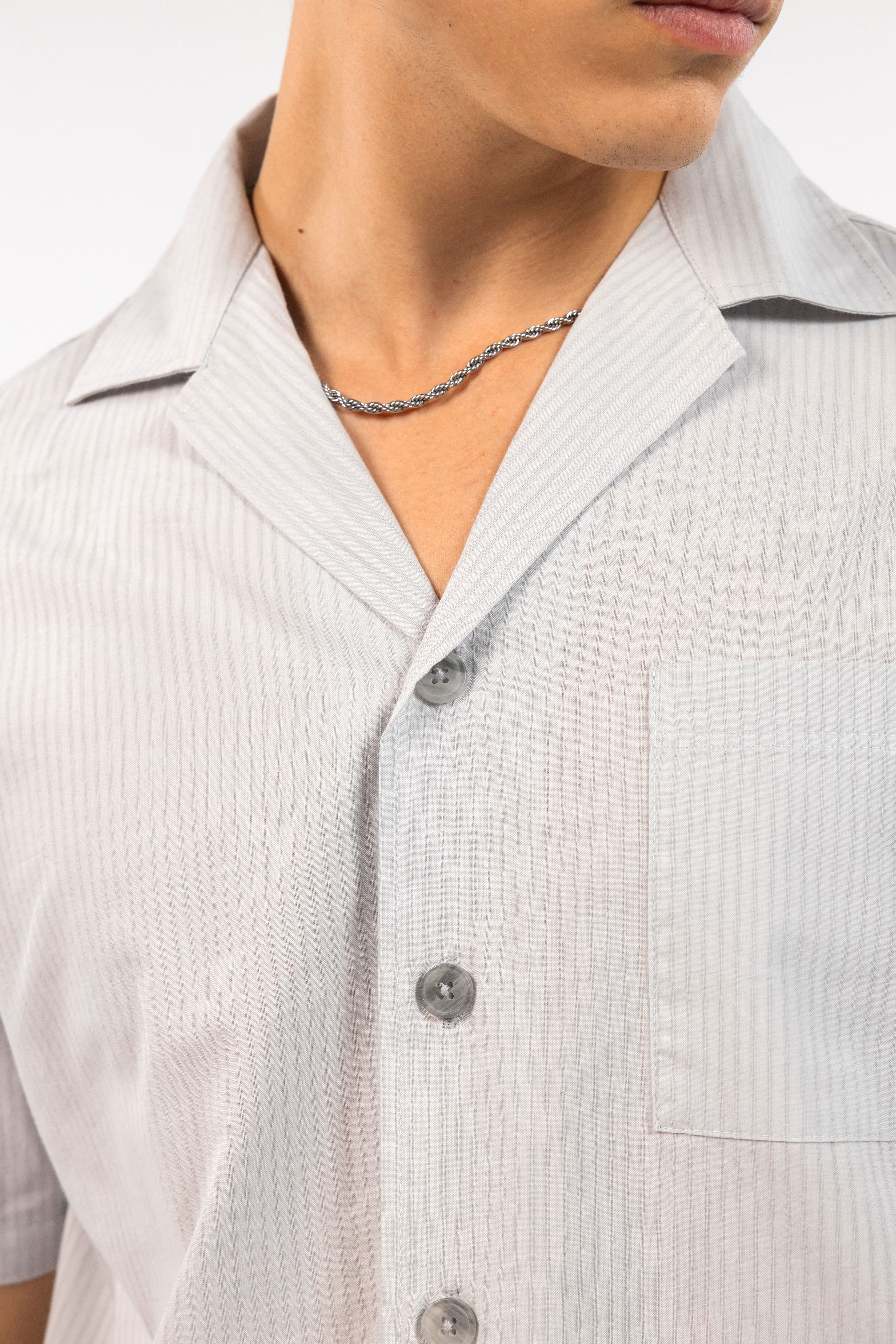 Grey Striped Flowing Shirt