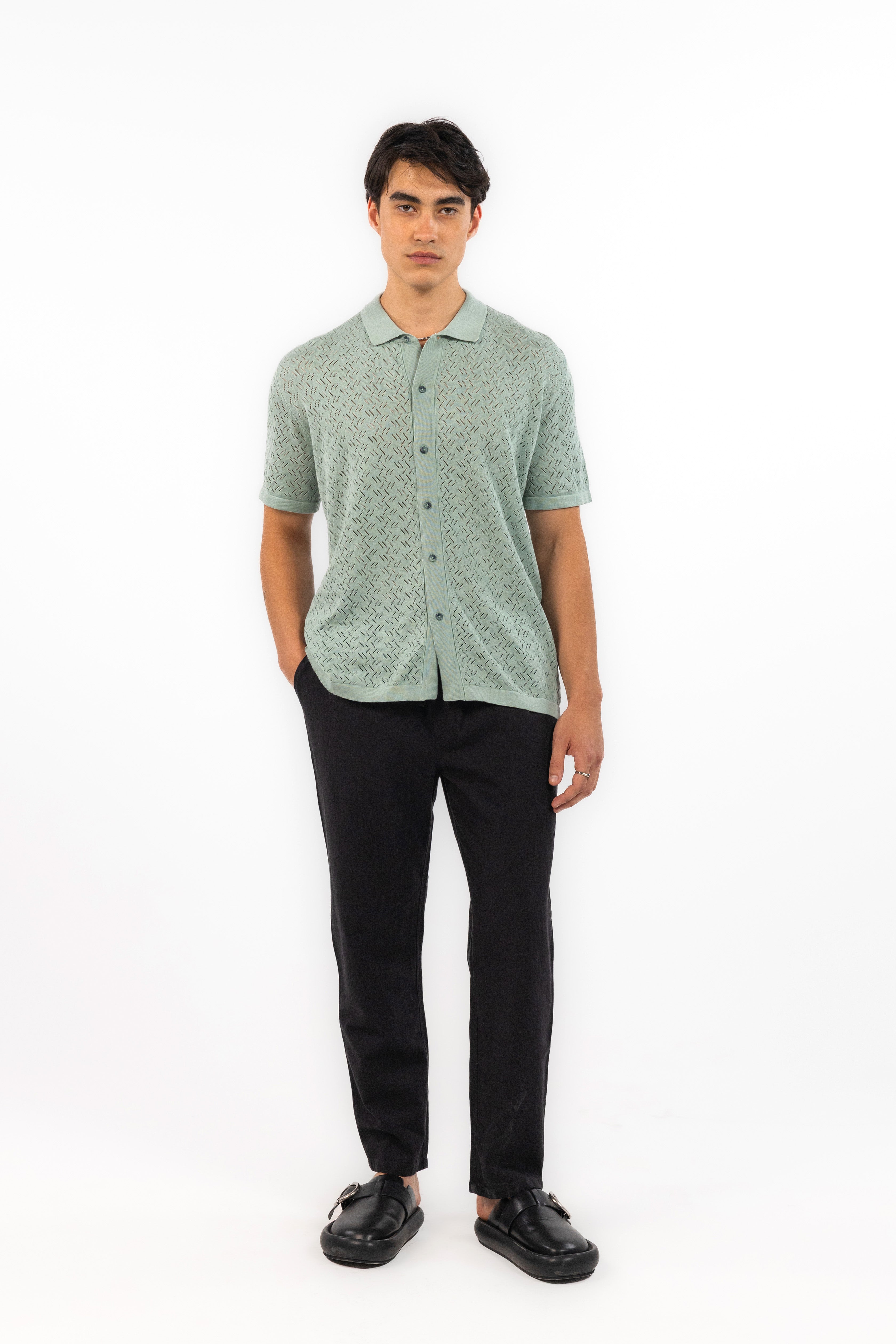 Mint Diamond Knitted Shirt