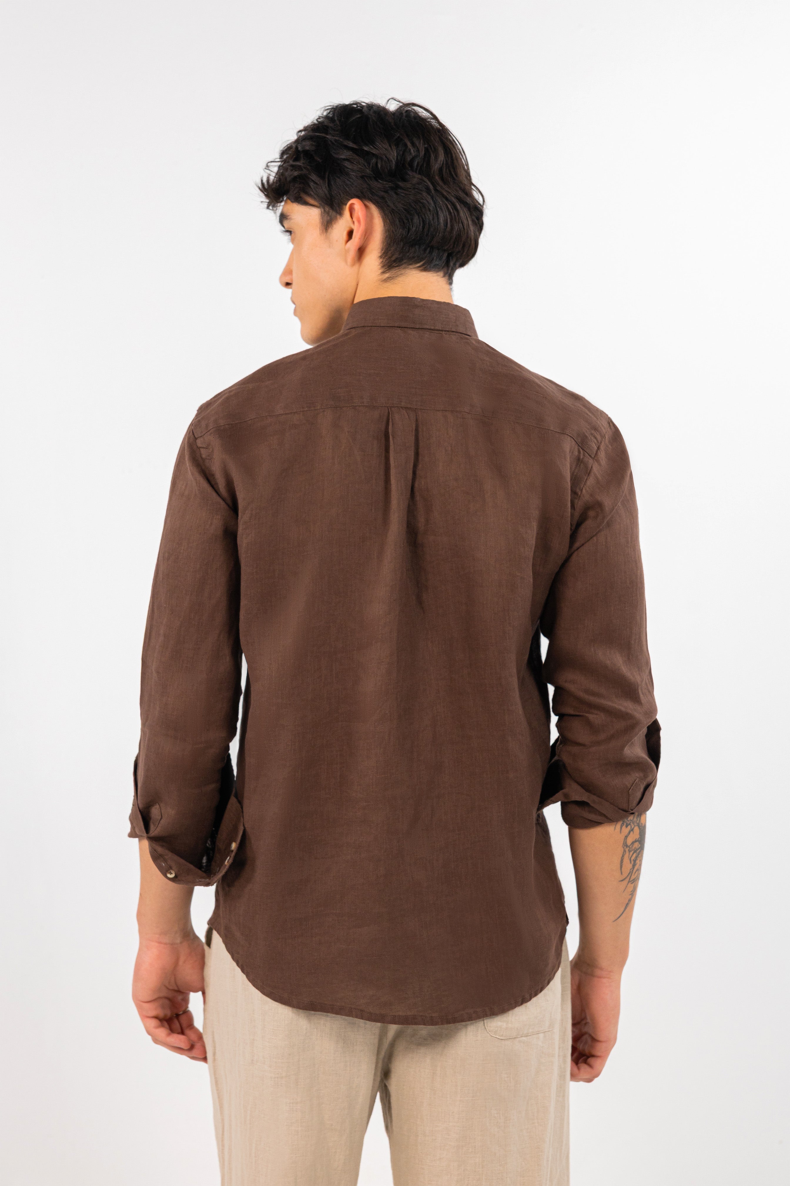 Brown Pure Linen Shirt
