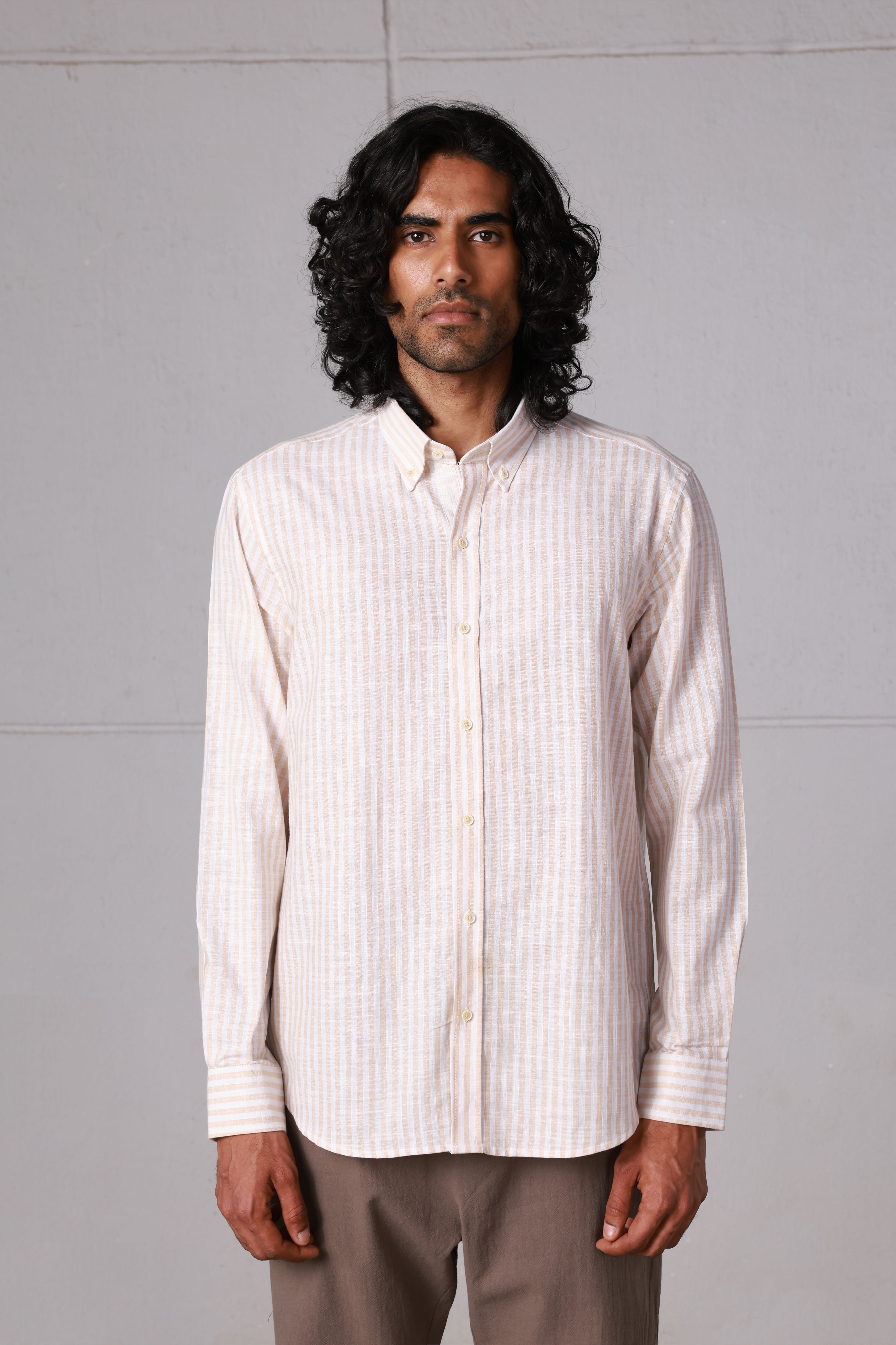 Beige Light Weave Cotton Shirt
