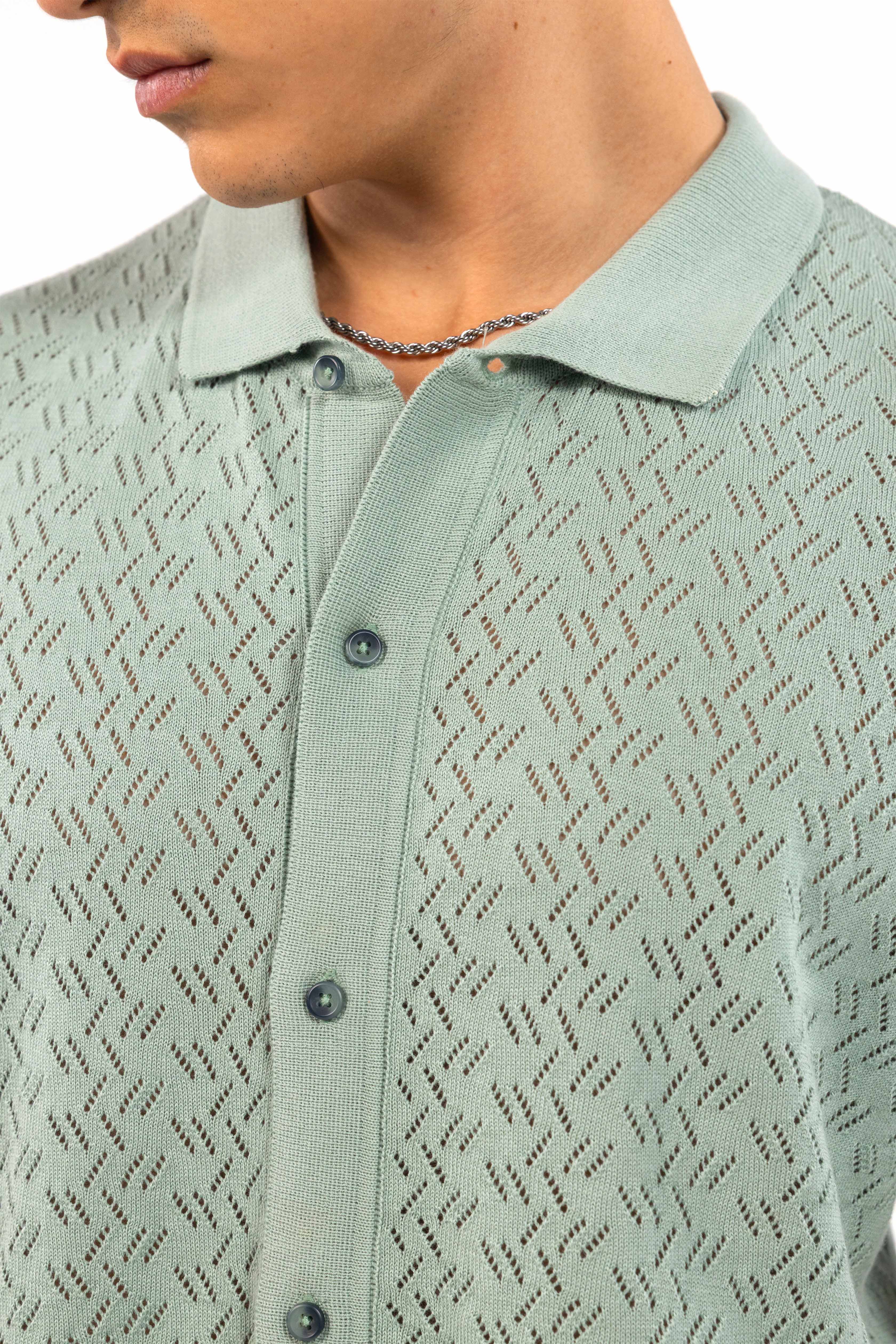 Mint Diamond Knitted Shirt