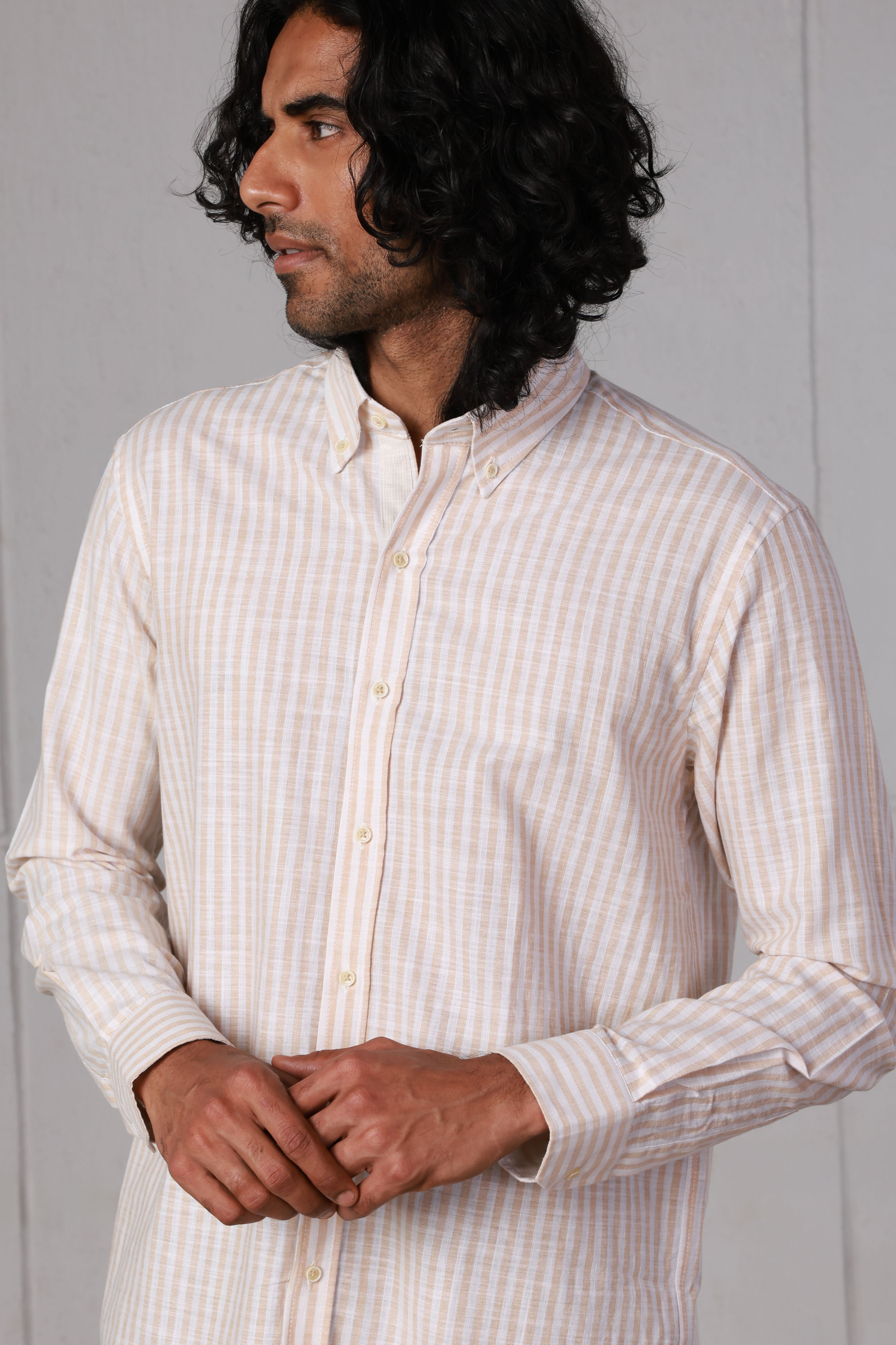 Beige Light Weave Cotton Shirt