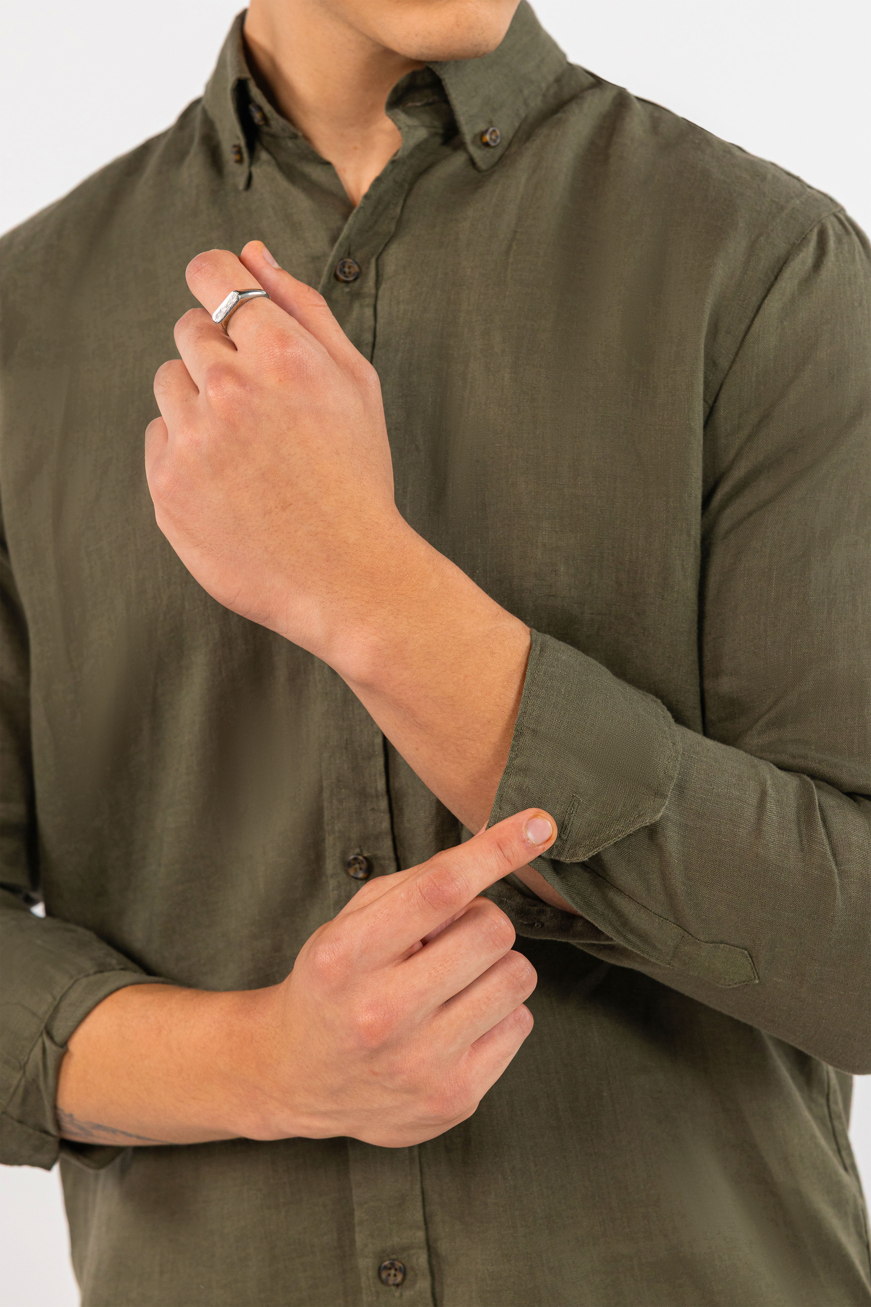Olive Pure Linen Shirt