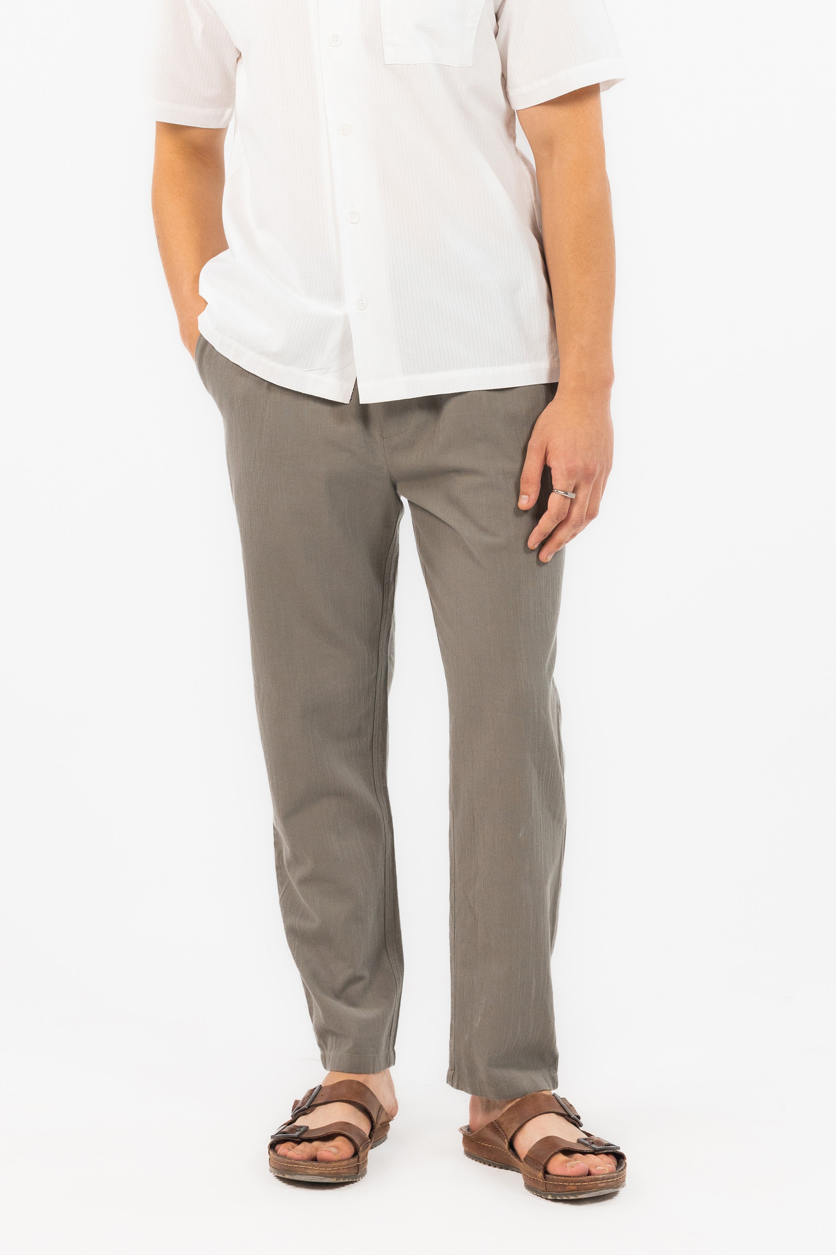 Olive Textured Trousers