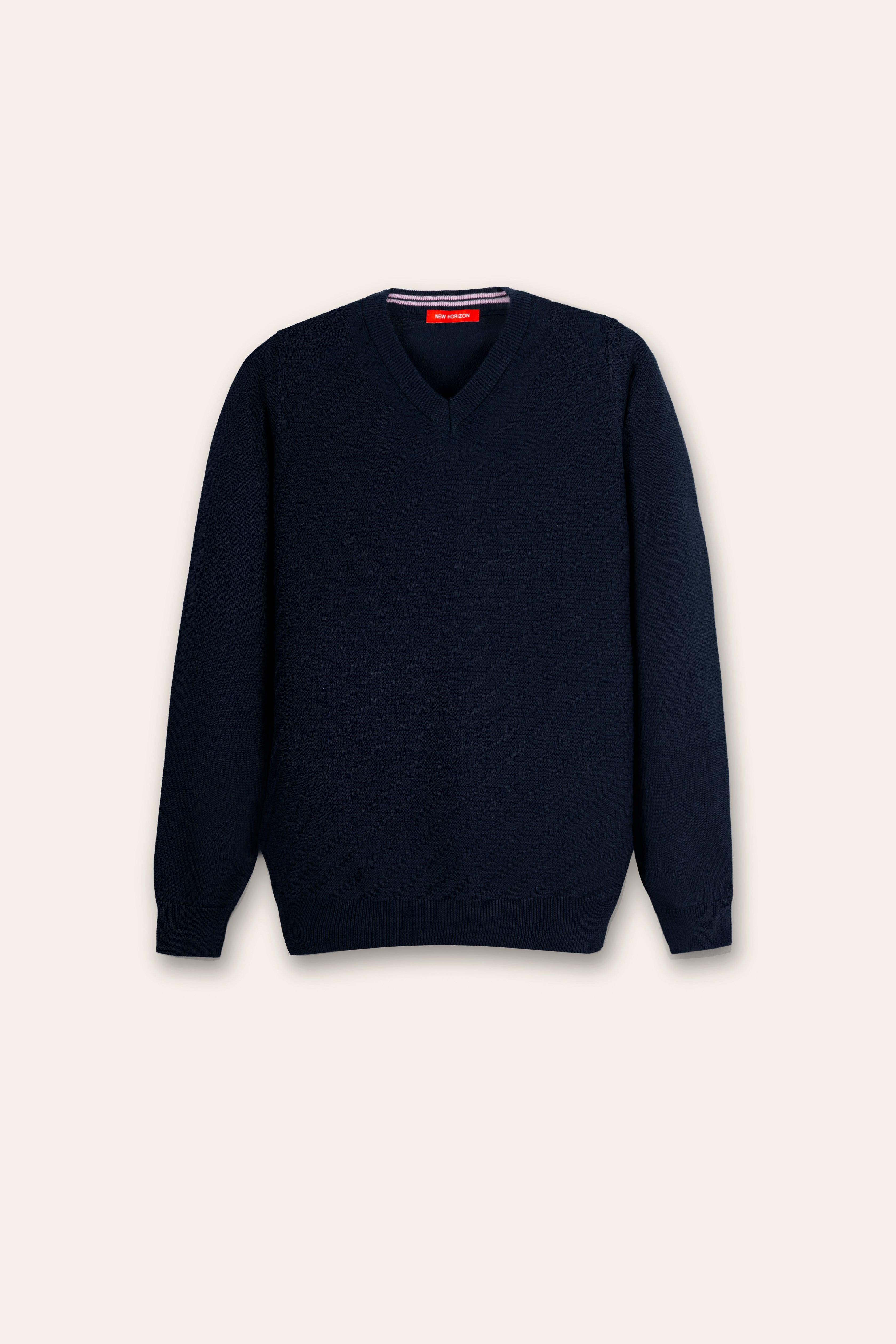 Navy Knitted V-Neck