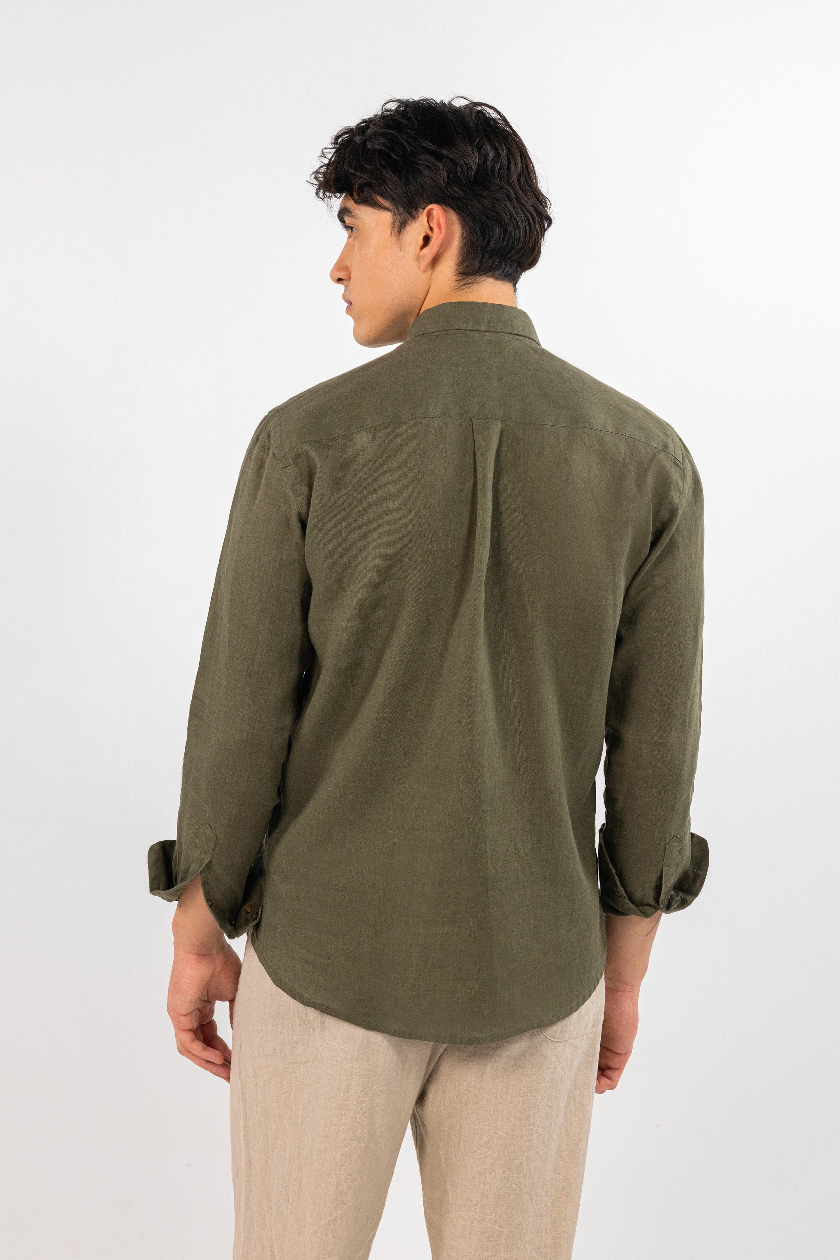 Olive Pure Linen Shirt
