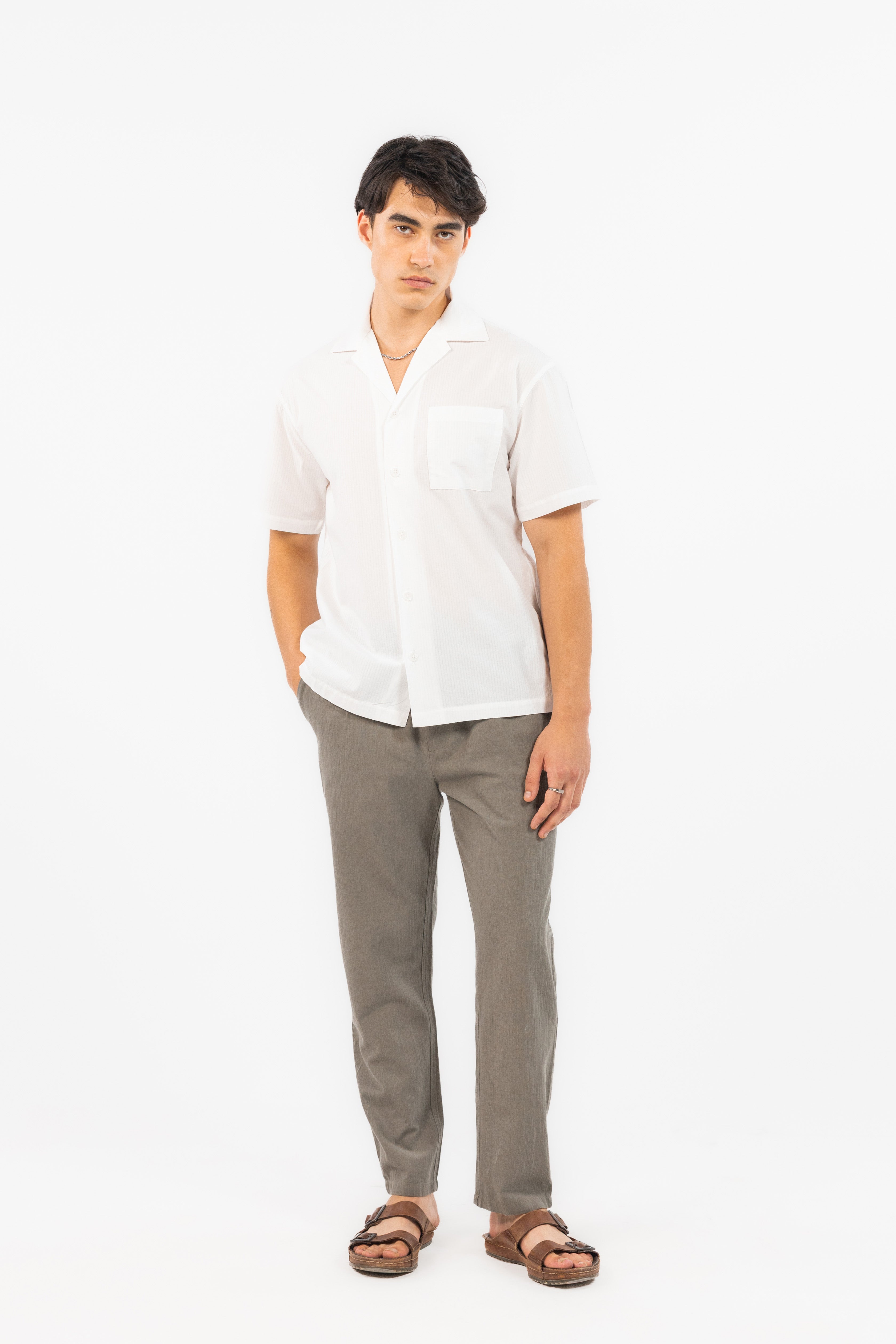 Olive Textured Trousers