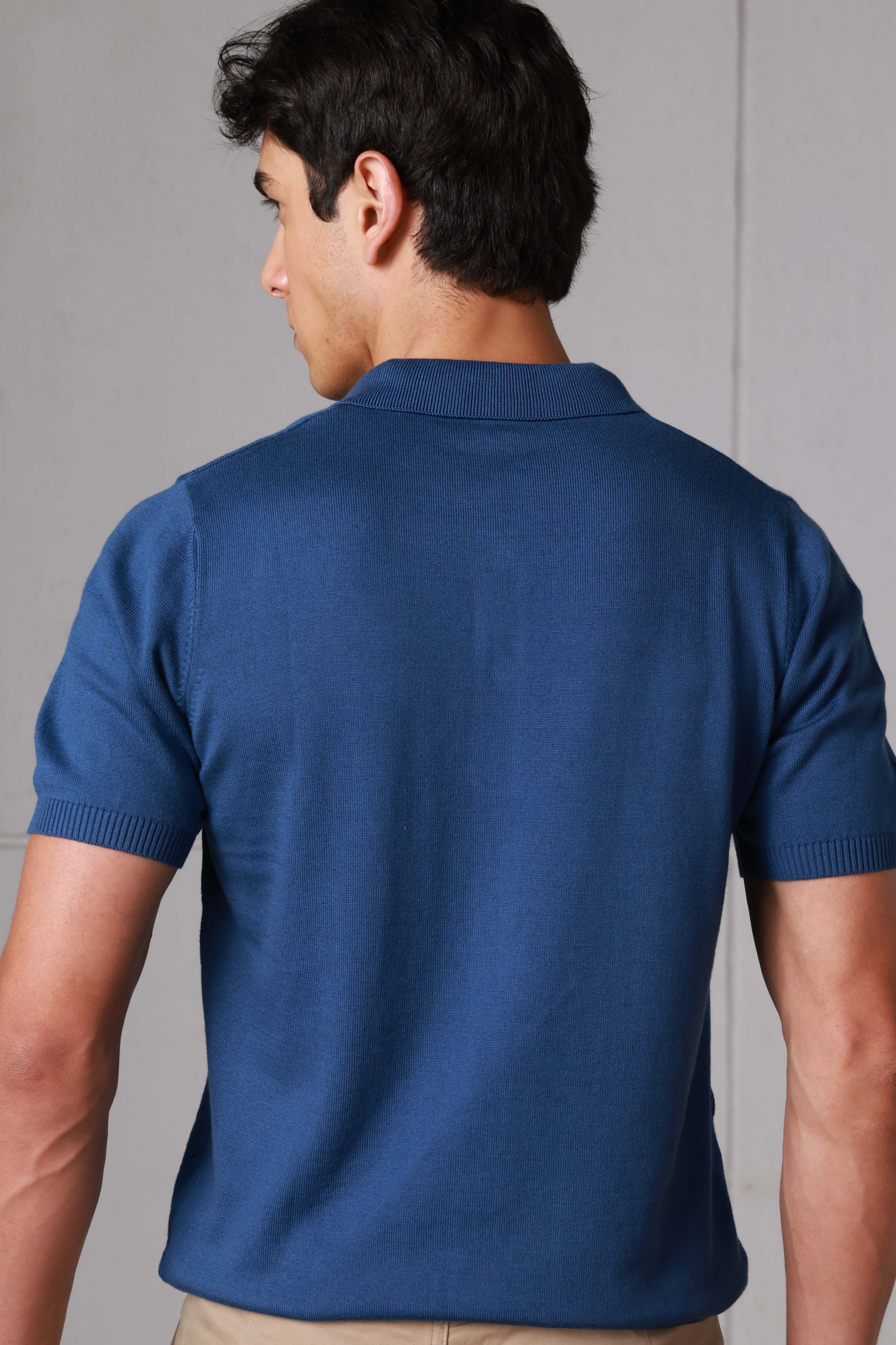 Royal Blue Diamond Knitted Polo