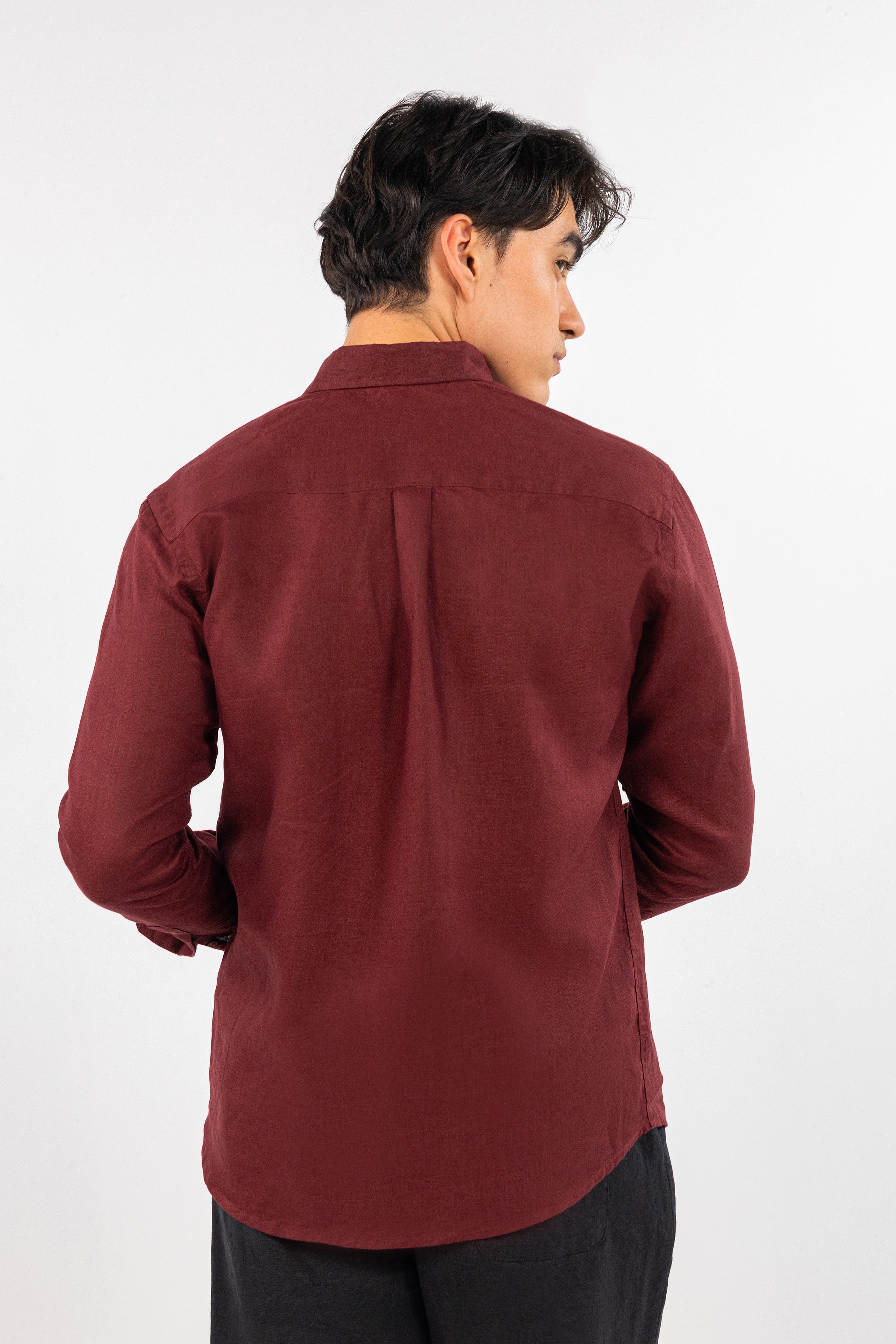 Burgundy Pure Linen Shirt