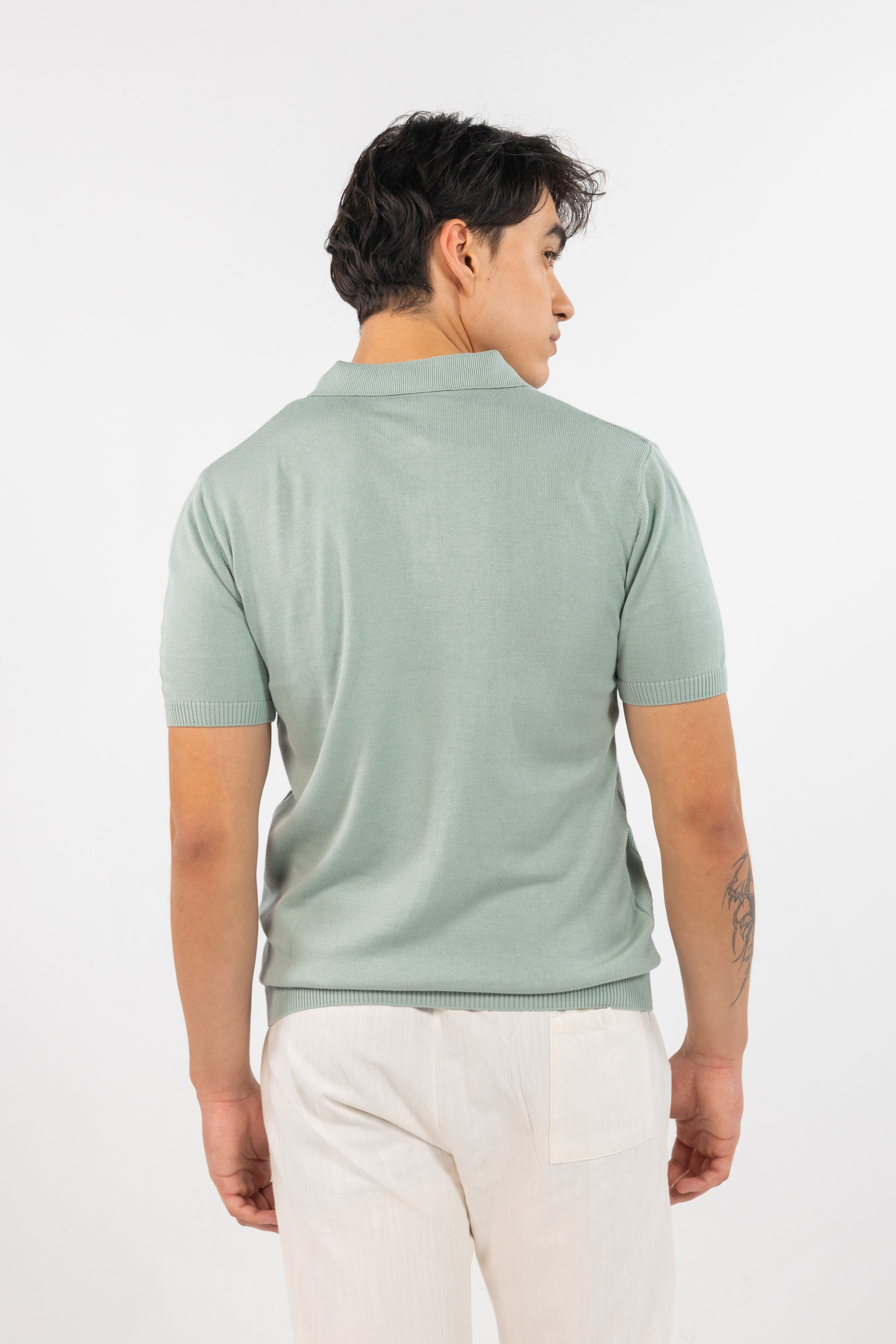 Mint Textured Knitted Polo