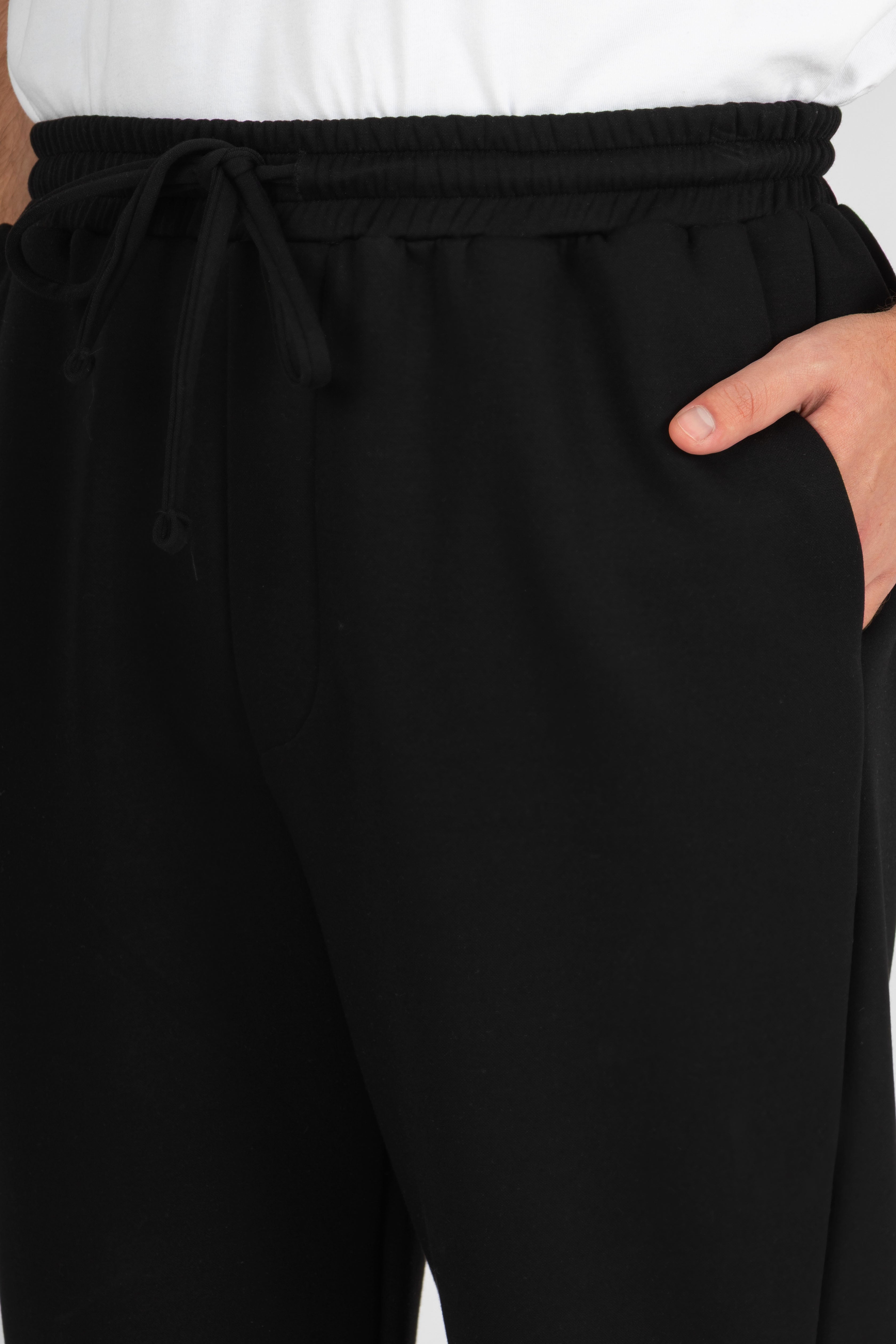 Black Relaxed Wide-Leg Joggers