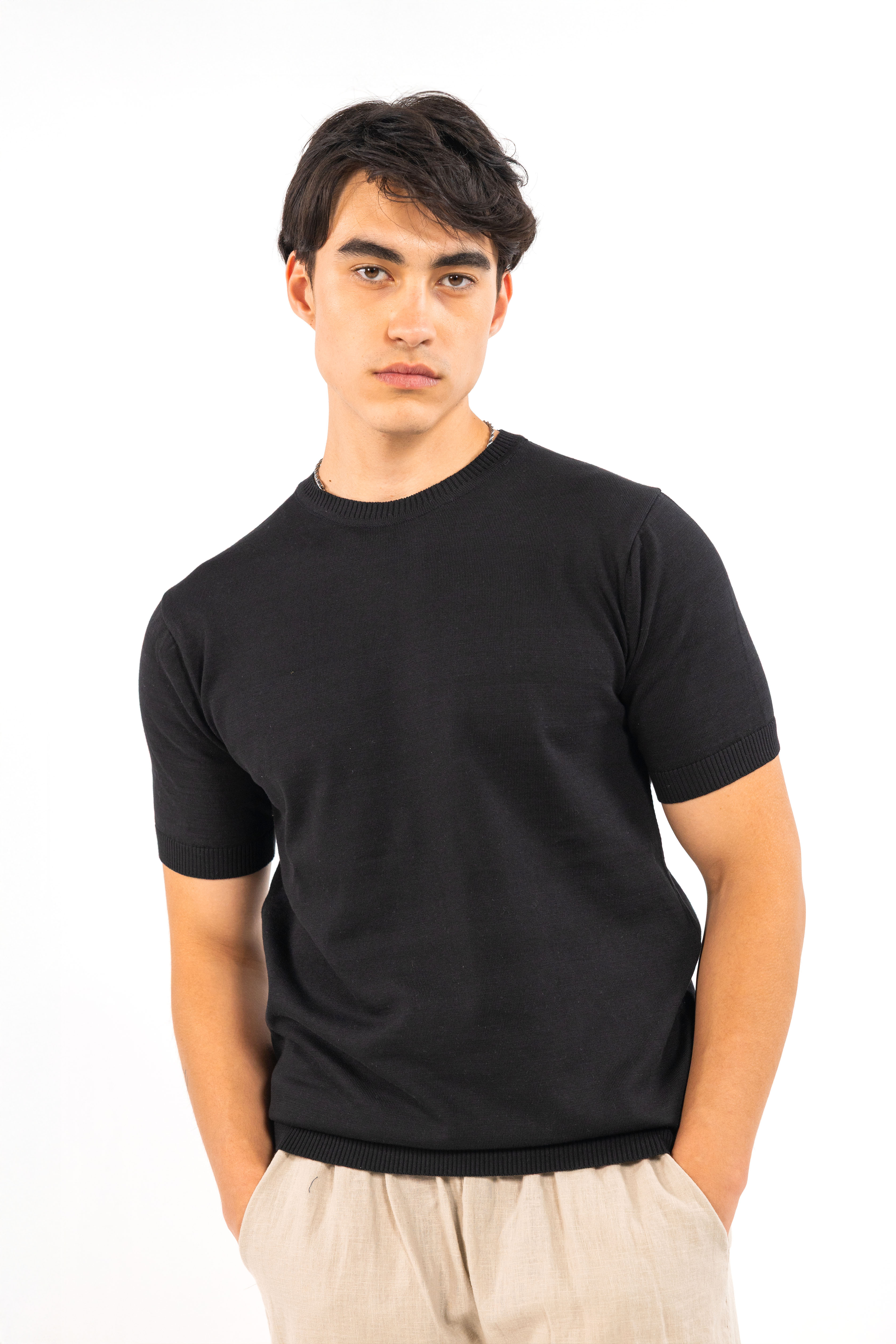 Black Knit T-Shirt