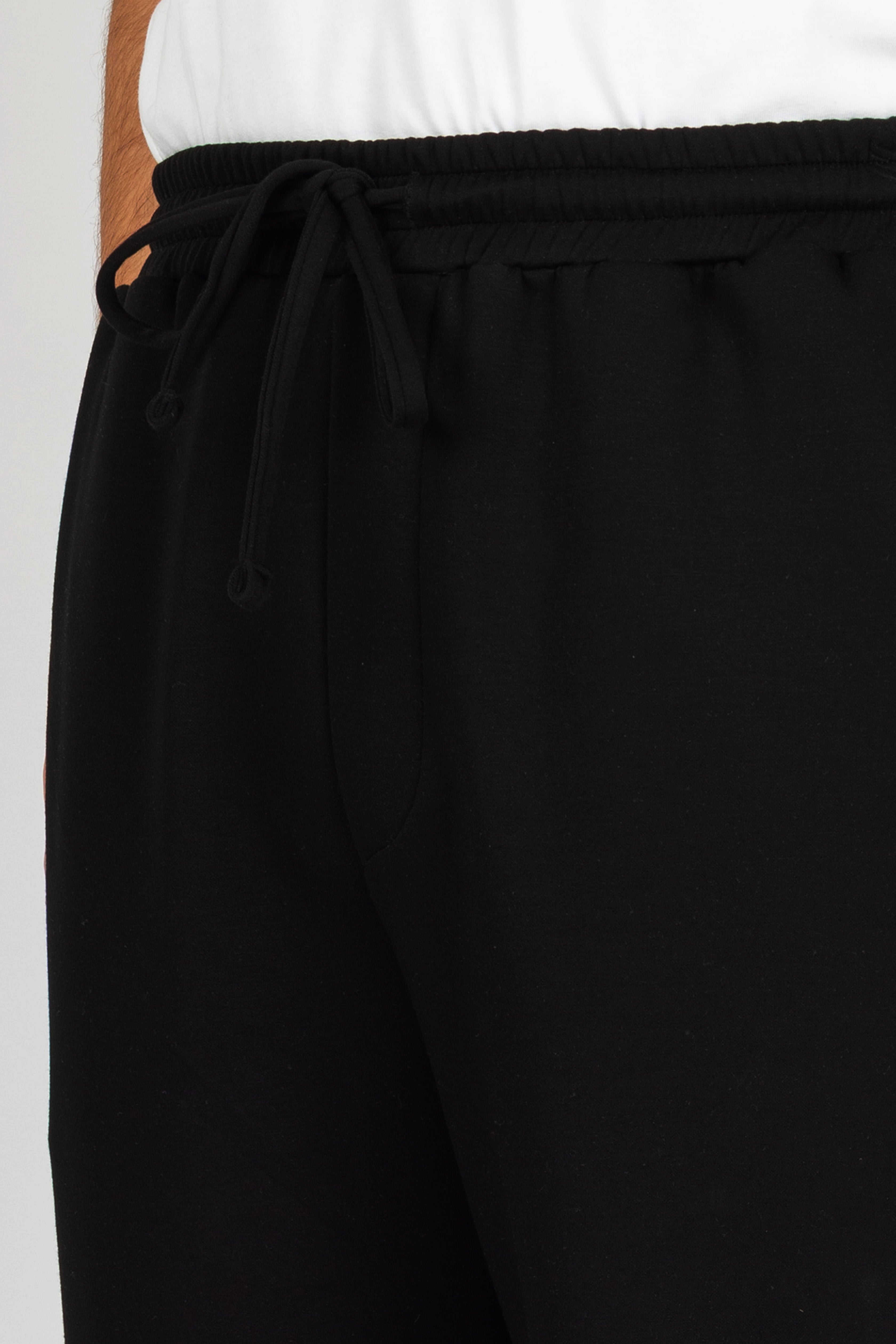 Black Relaxed Wide-Leg Joggers
