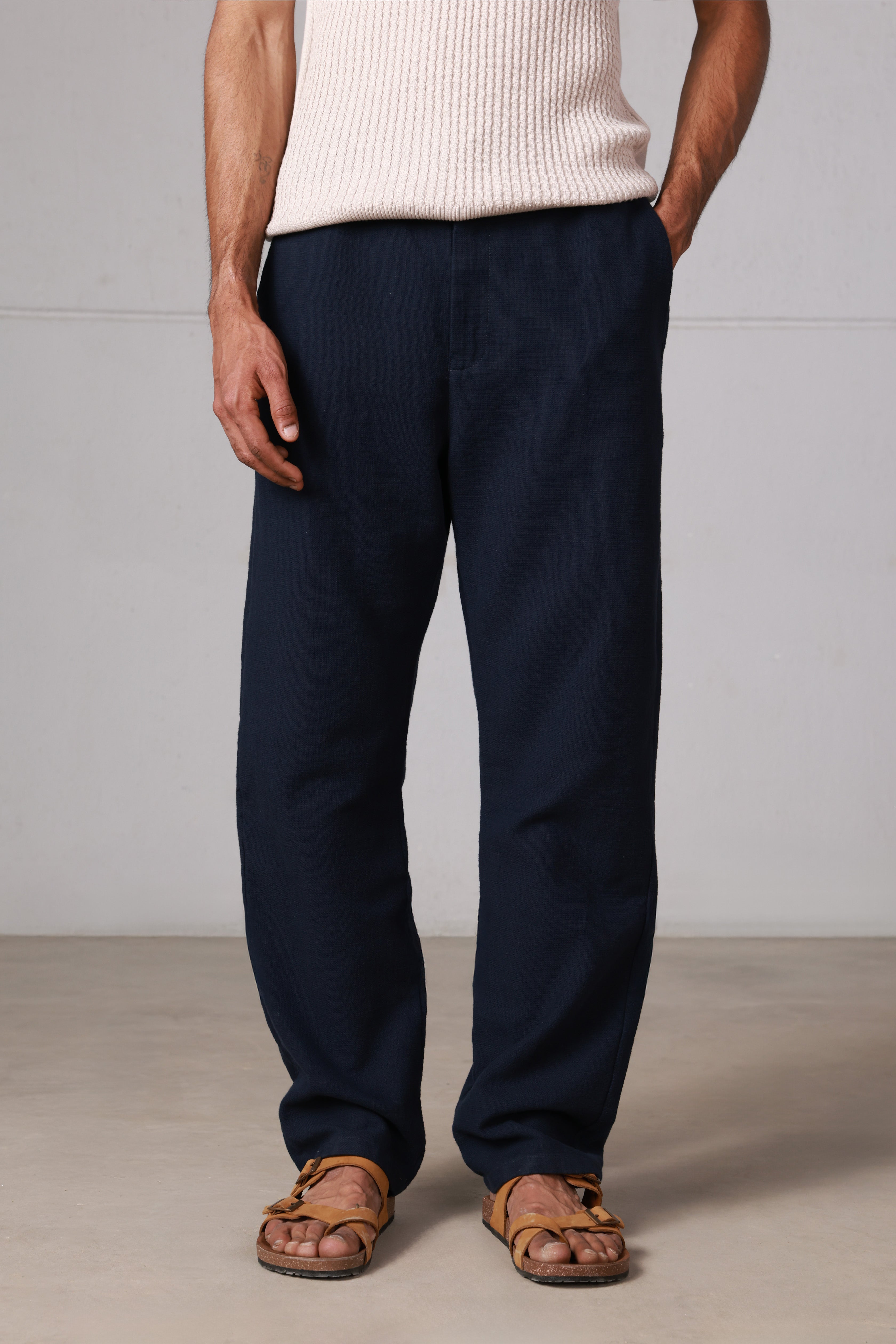 Navy Regular-fit Trousers